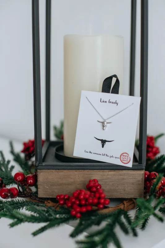 Longhorn Pendant Necklace - Silver made by Wild Oak Boutique