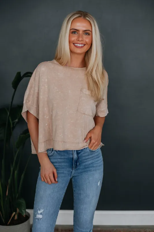 Miles Oversized Tee - Taupe sold by Wild Oak Boutique