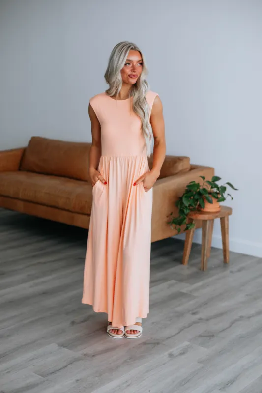 Halayna Jumpsuit - Peach sold by Wild Oak Boutique