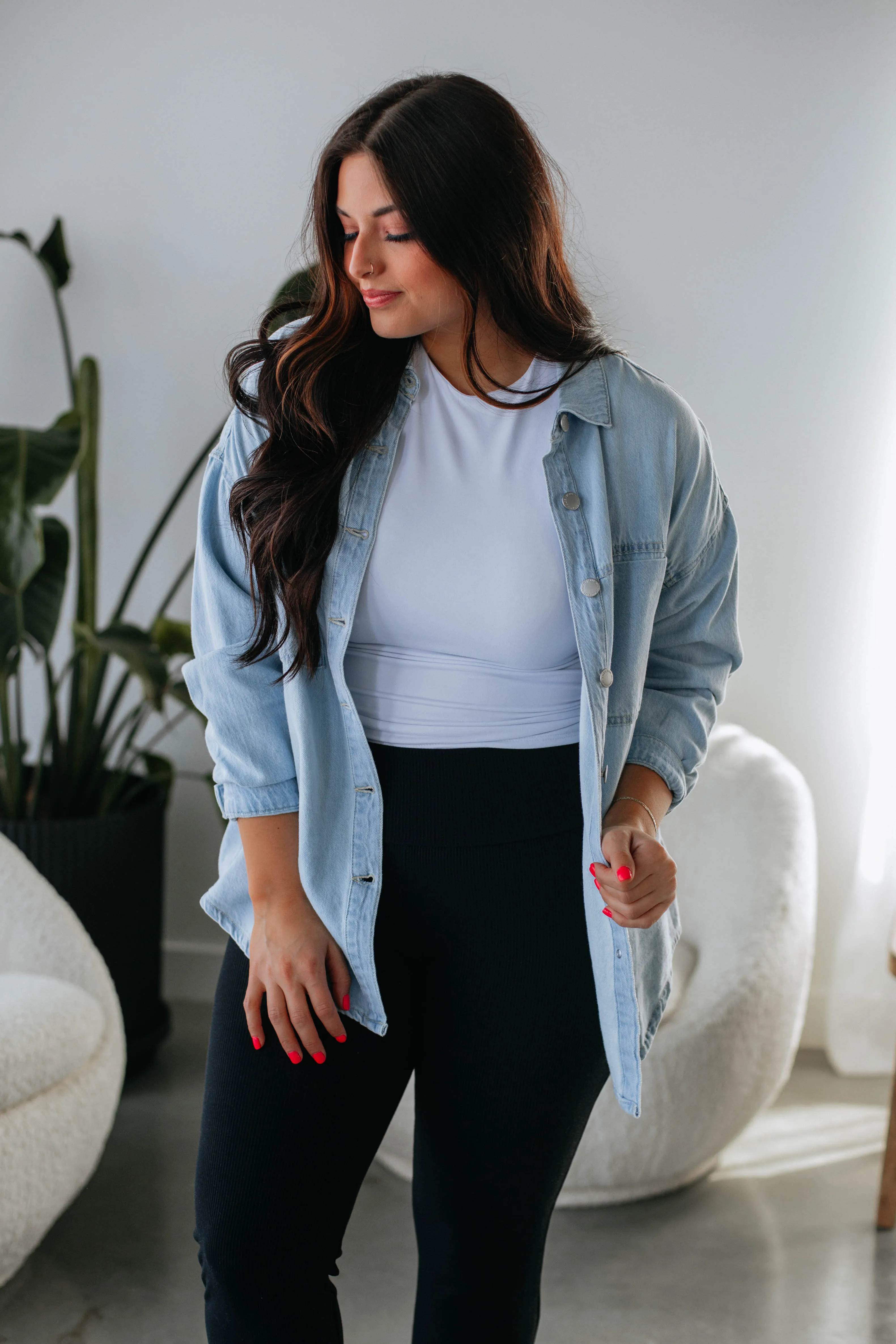 Grayson Risen Denim Shacket - Light Wash sold by Wild Oak Boutique product image thumbnail 3