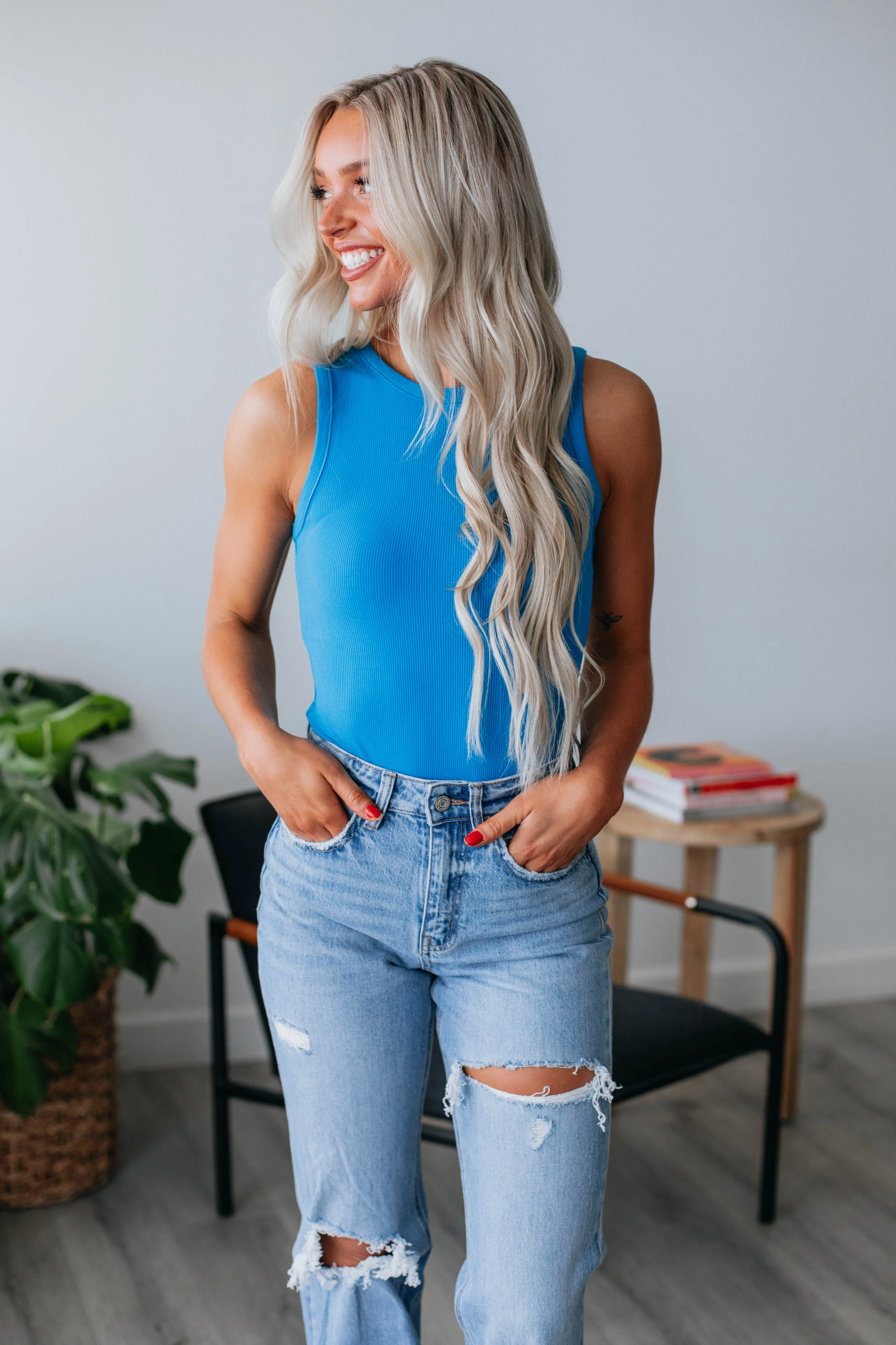 April Ribbed Bodysuit - Cerulean sold by Wild Oak Boutique product image thumbnail 2