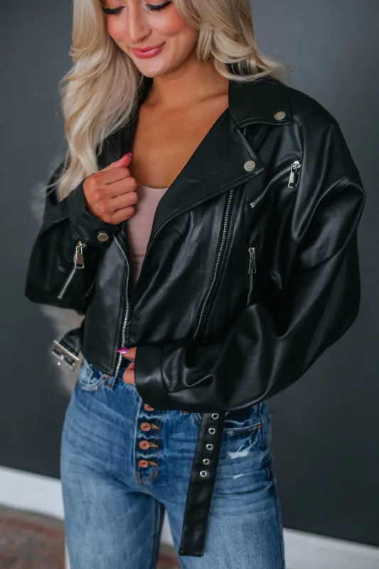 Janine Leather Moto Jacket - Black sold by Wild Oak Boutique