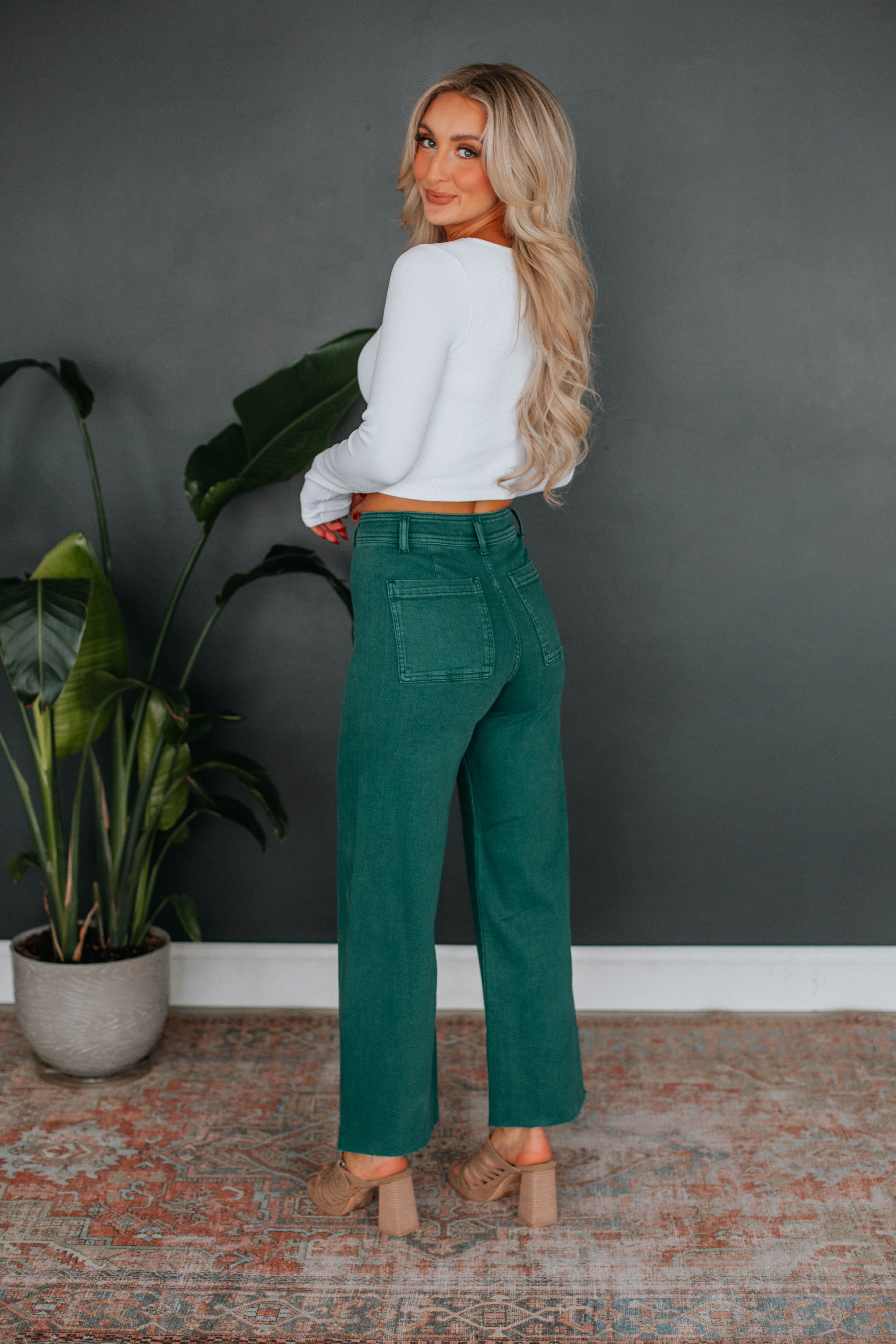Linsley Wide Leg Pants - Pine sold by Wild Oak Boutique product image thumbnail 3