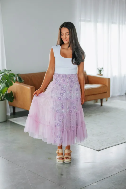 Avari Tiered Mesh Skirt - Lilac sold by Wild Oak Boutique