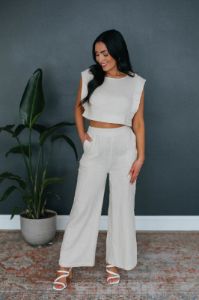Rochelle Textured Tank - Taupe sold by Wild Oak Boutique