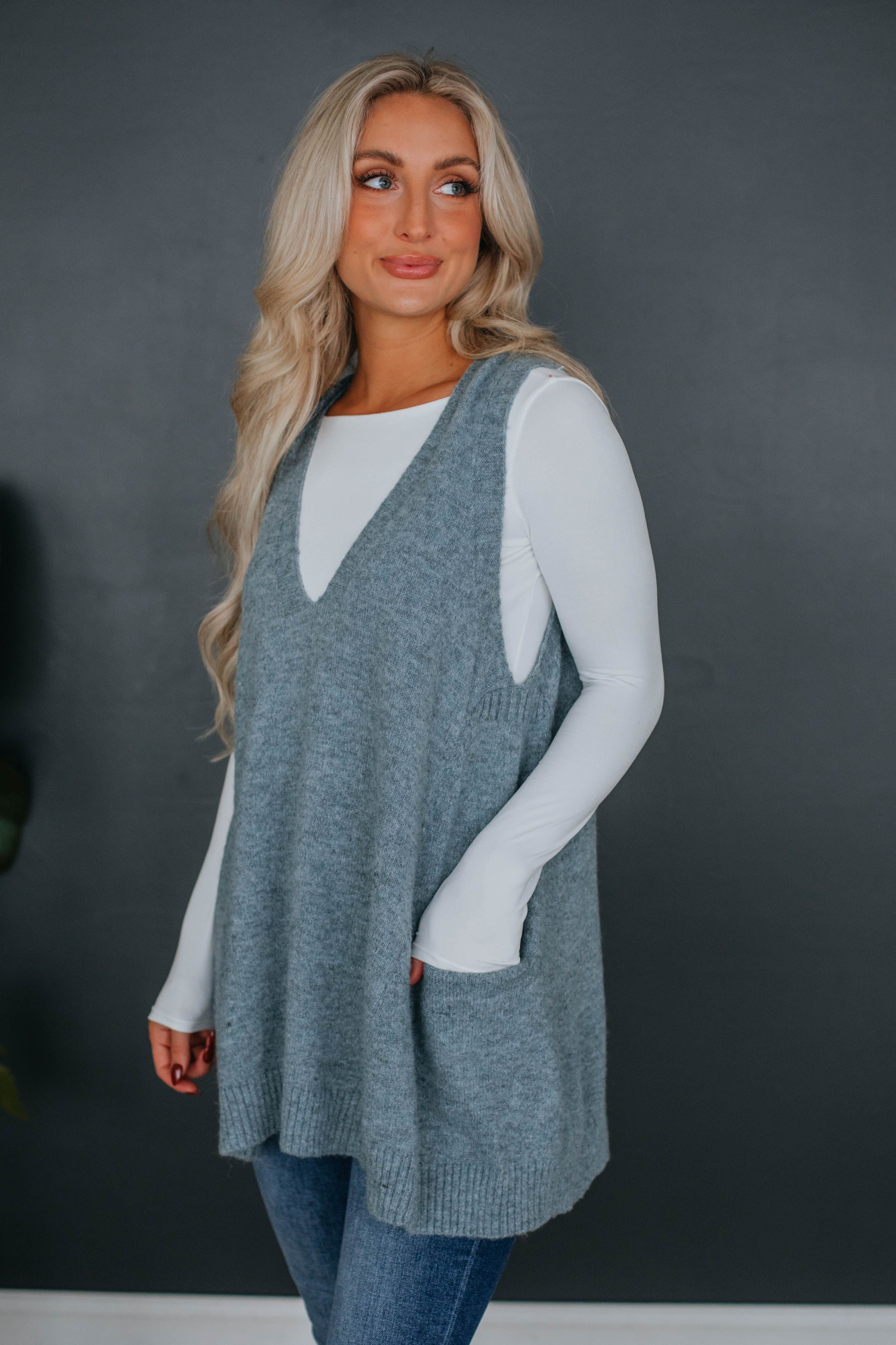 Landon Sweater Vest - Slate sold by Wild Oak Boutique product image thumbnail 4