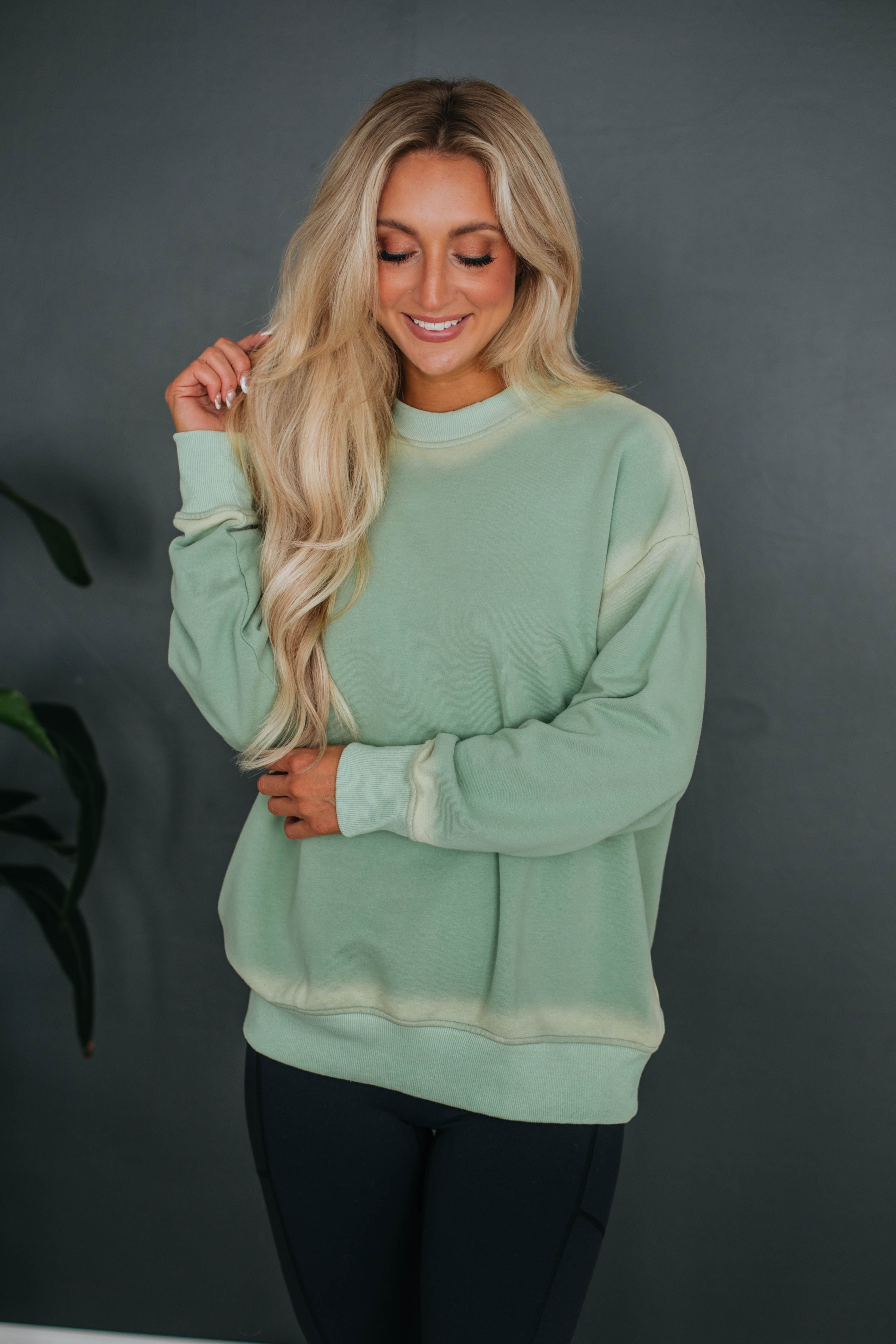 Silas Oversized Crewneck - Sage sold by Wild Oak Boutique