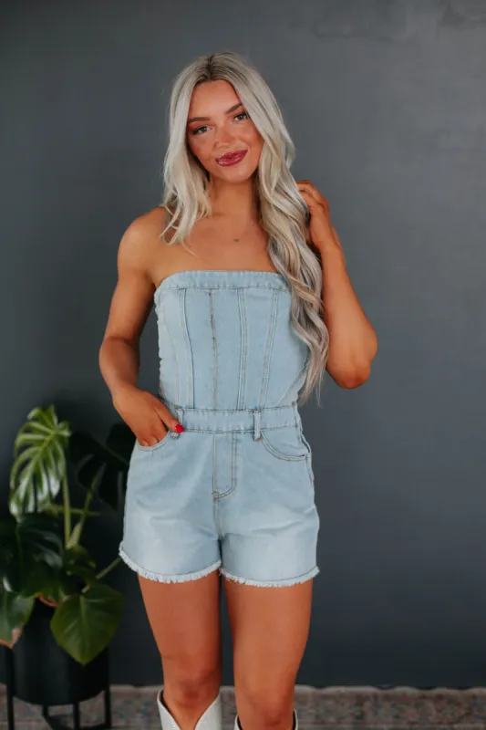 Savannah Denim Romper sold by Wild Oak Boutique