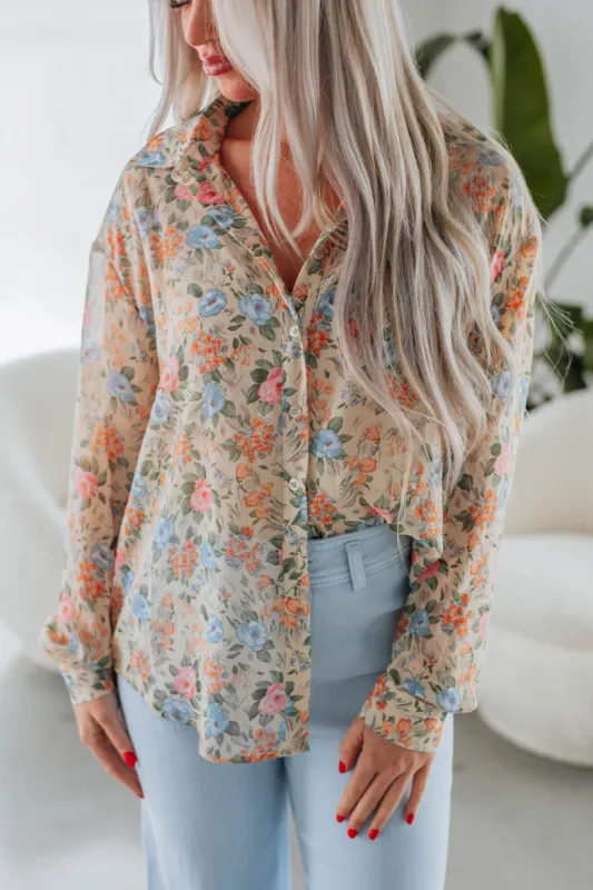 Xantha Floral Button Down sold by Wild Oak Boutique