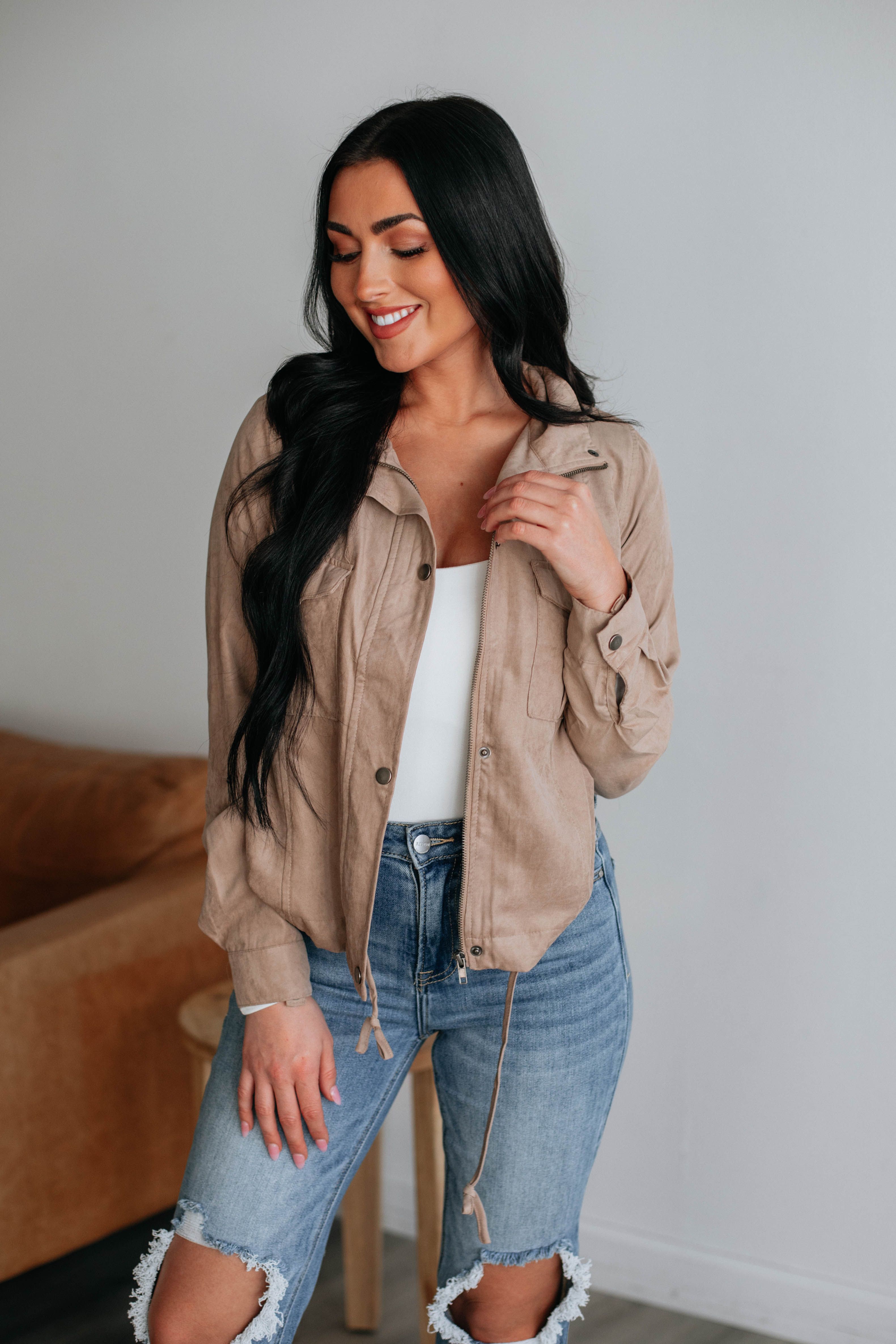Dillon Lightweight Jacket - Taupe sold by Wild Oak Boutique
