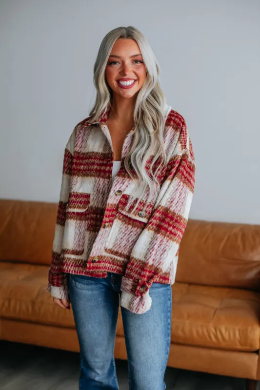 Idra Plaid Shacket - Merlot Mix sold by Wild Oak Boutique