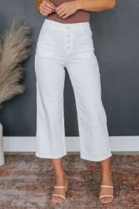Lucia Wide Leg Pants - White sold by Wild Oak Boutique