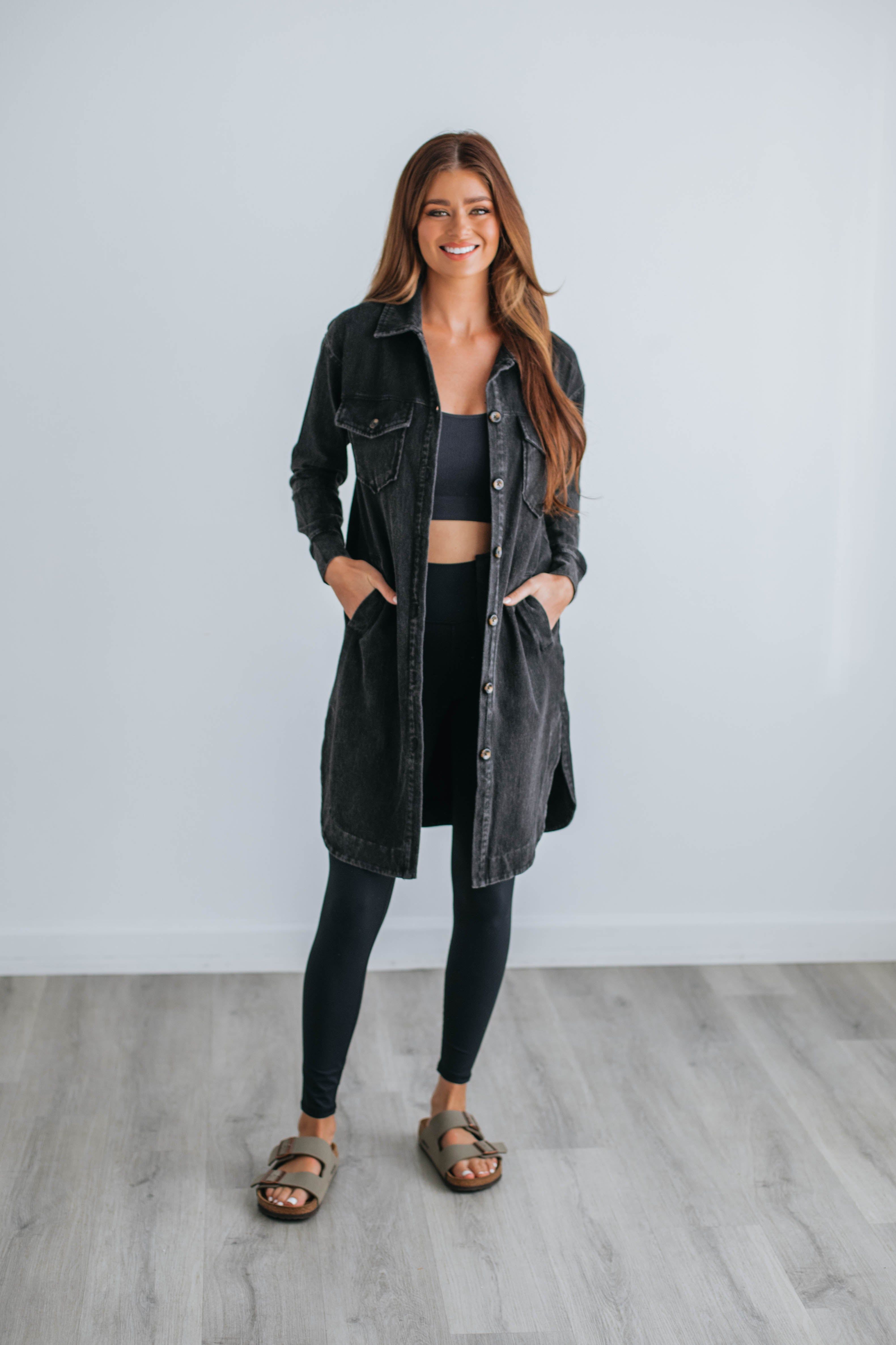 Tari Longline Shacket - Vintage Black sold by Wild Oak Boutique product image thumbnail 6