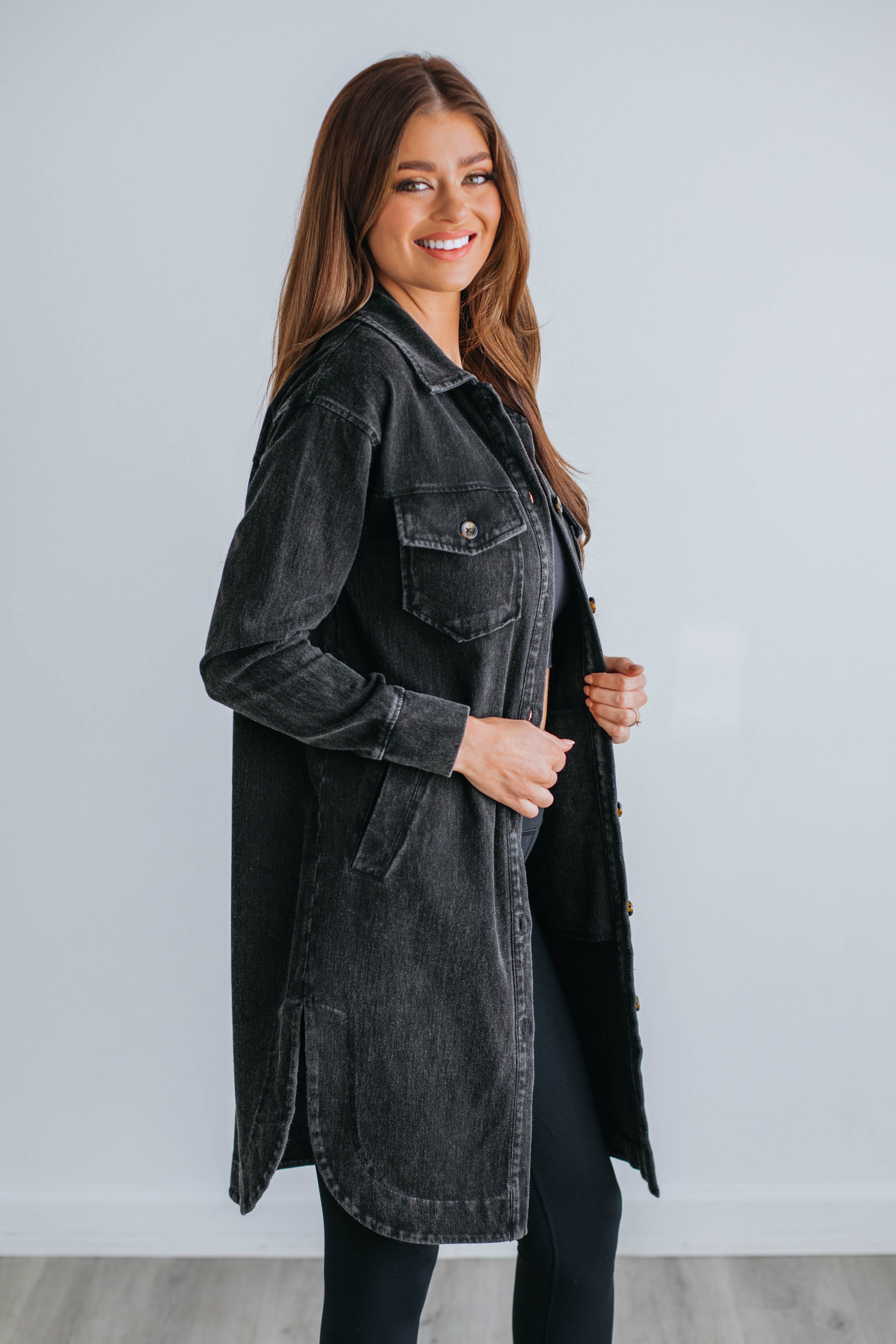 Tari Longline Shacket - Vintage Black sold by Wild Oak Boutique product image thumbnail 3