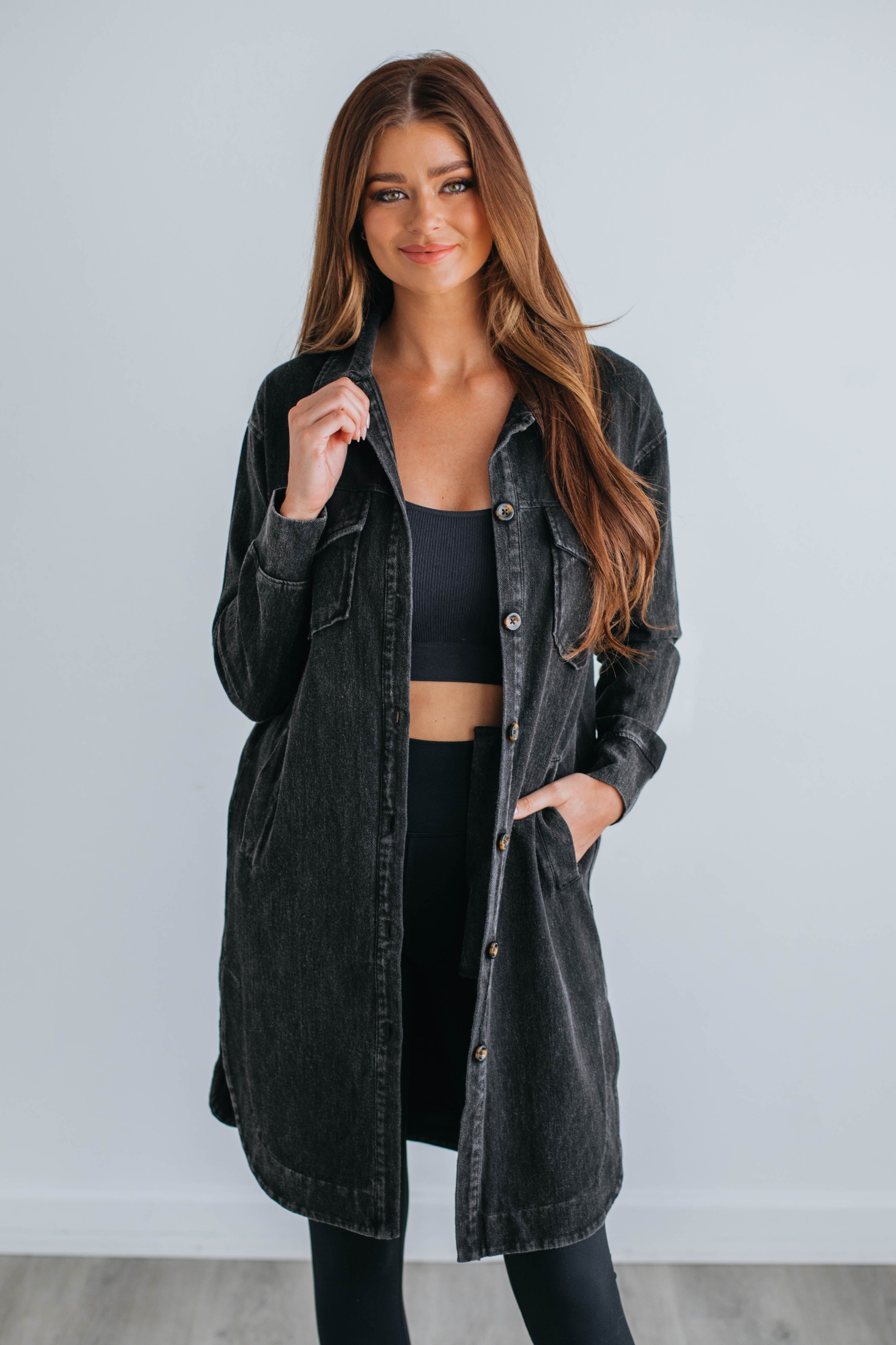 Tari Longline Shacket - Vintage Black sold by Wild Oak Boutique