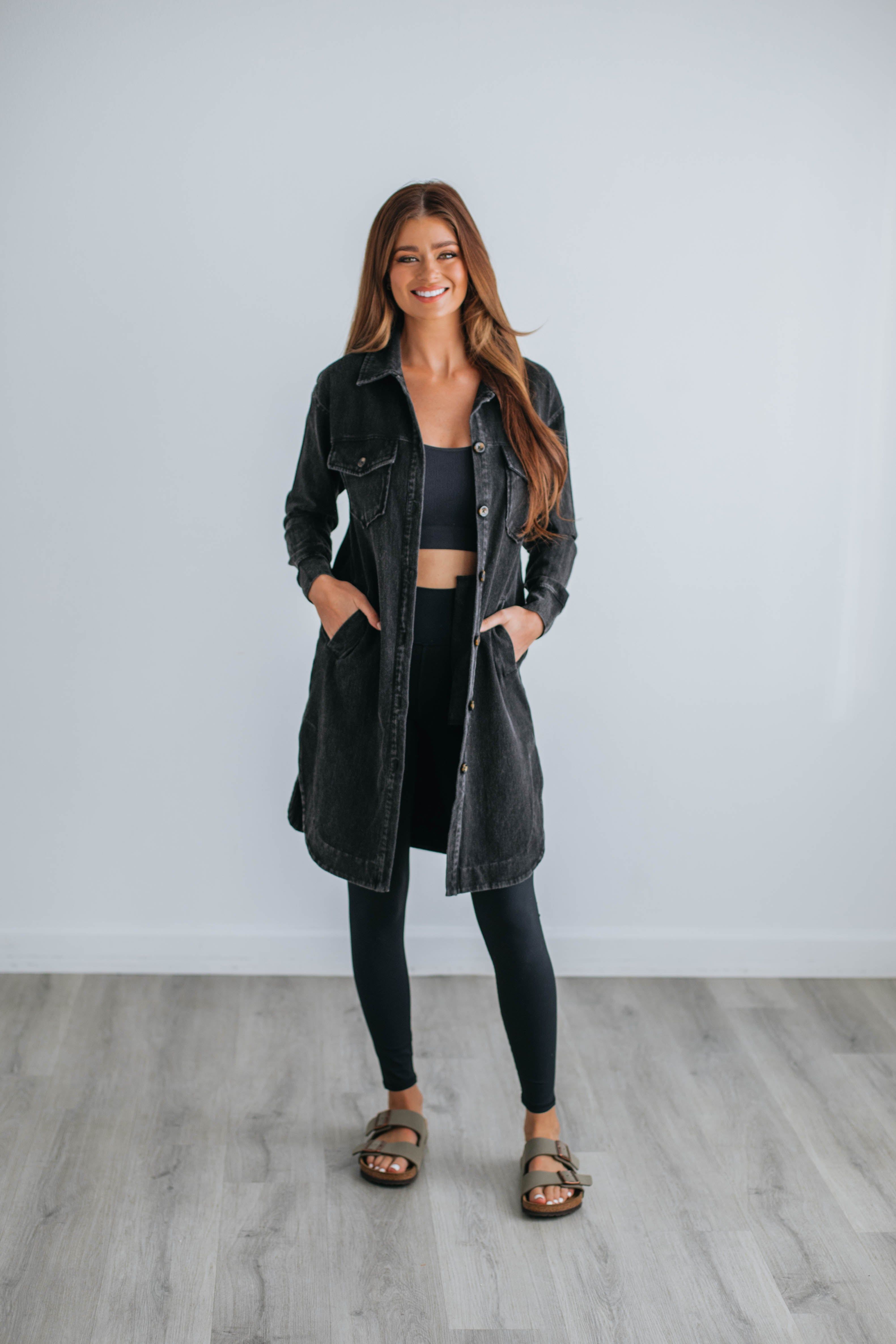 Tari Longline Shacket - Vintage Black sold by Wild Oak Boutique product image thumbnail 2