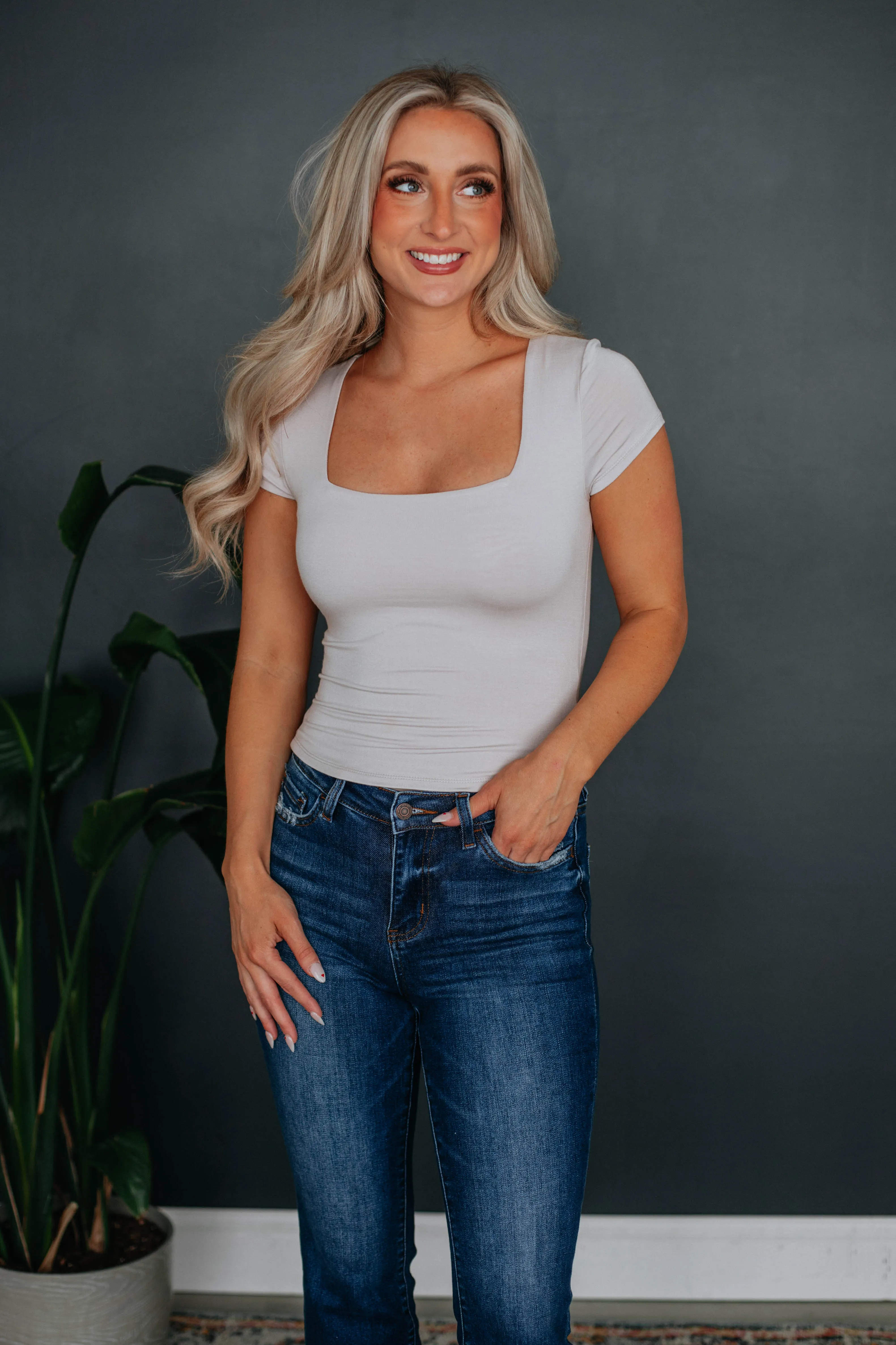 Jace Basic Top - Stone sold by Wild Oak Boutique product image thumbnail 3