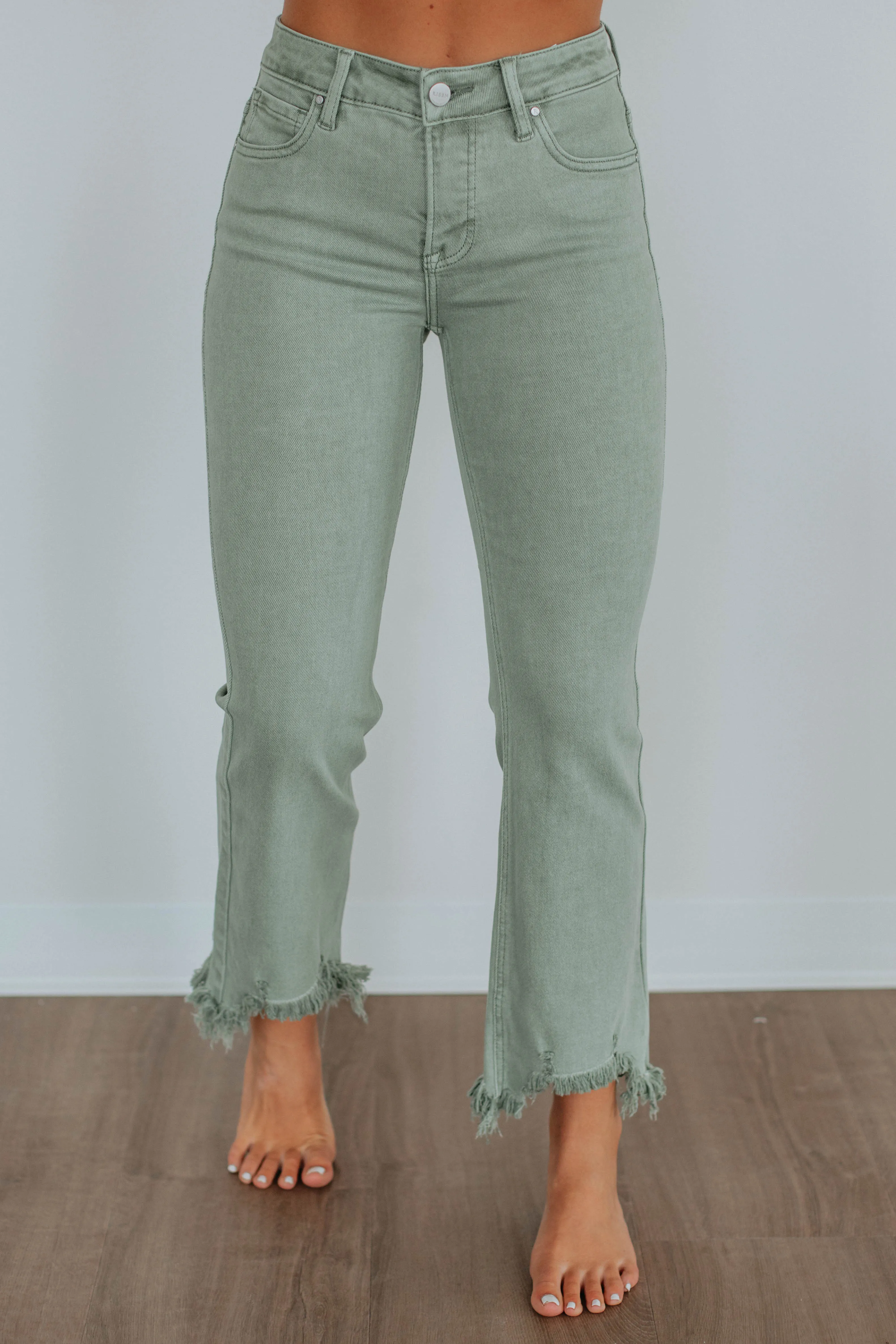 Neona Risen Jeans - Olive sold by Wild Oak Boutique