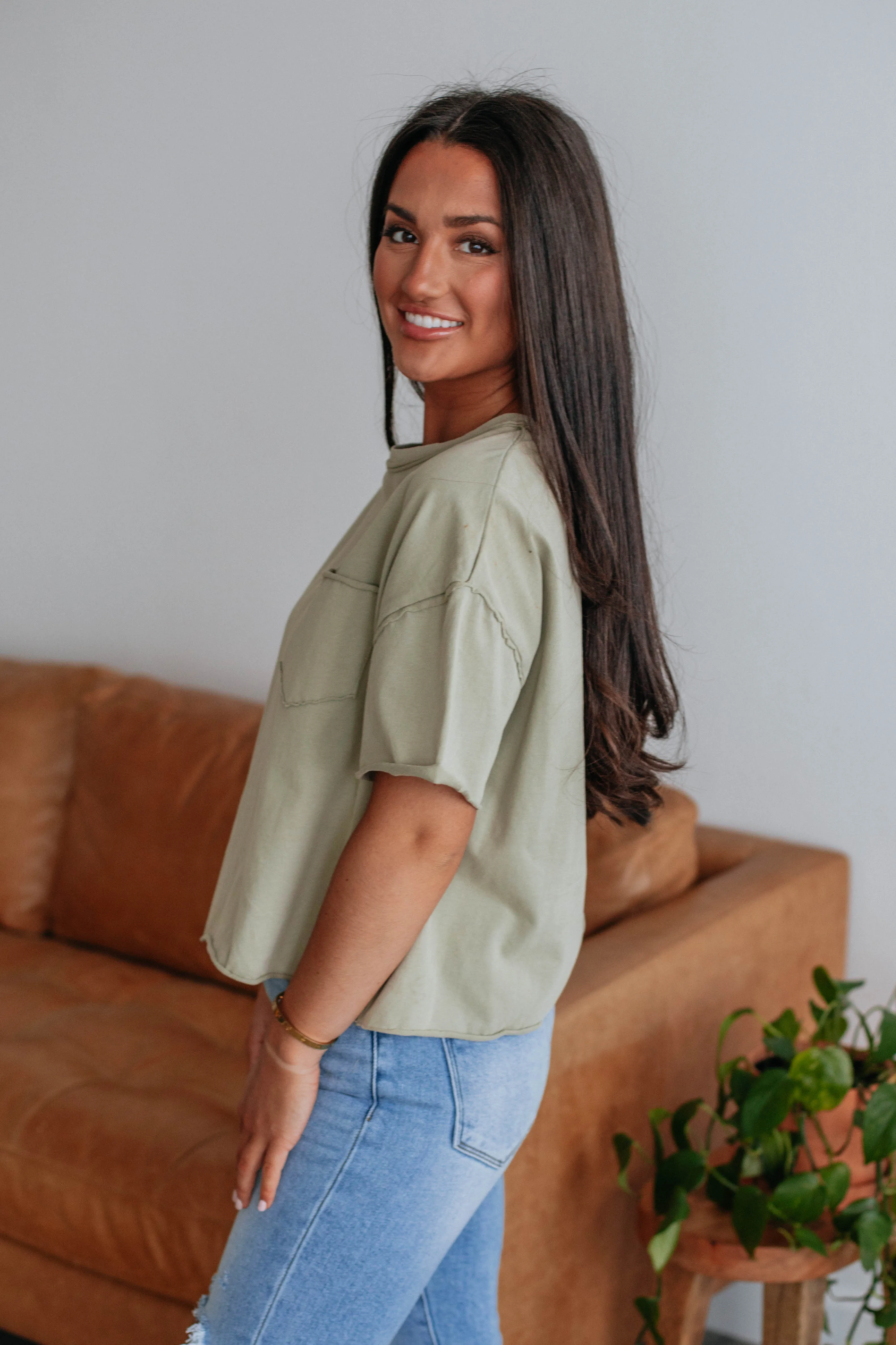 Dustyn Oversized Tee - Olive sold by Wild Oak Boutique product image thumbnail 3