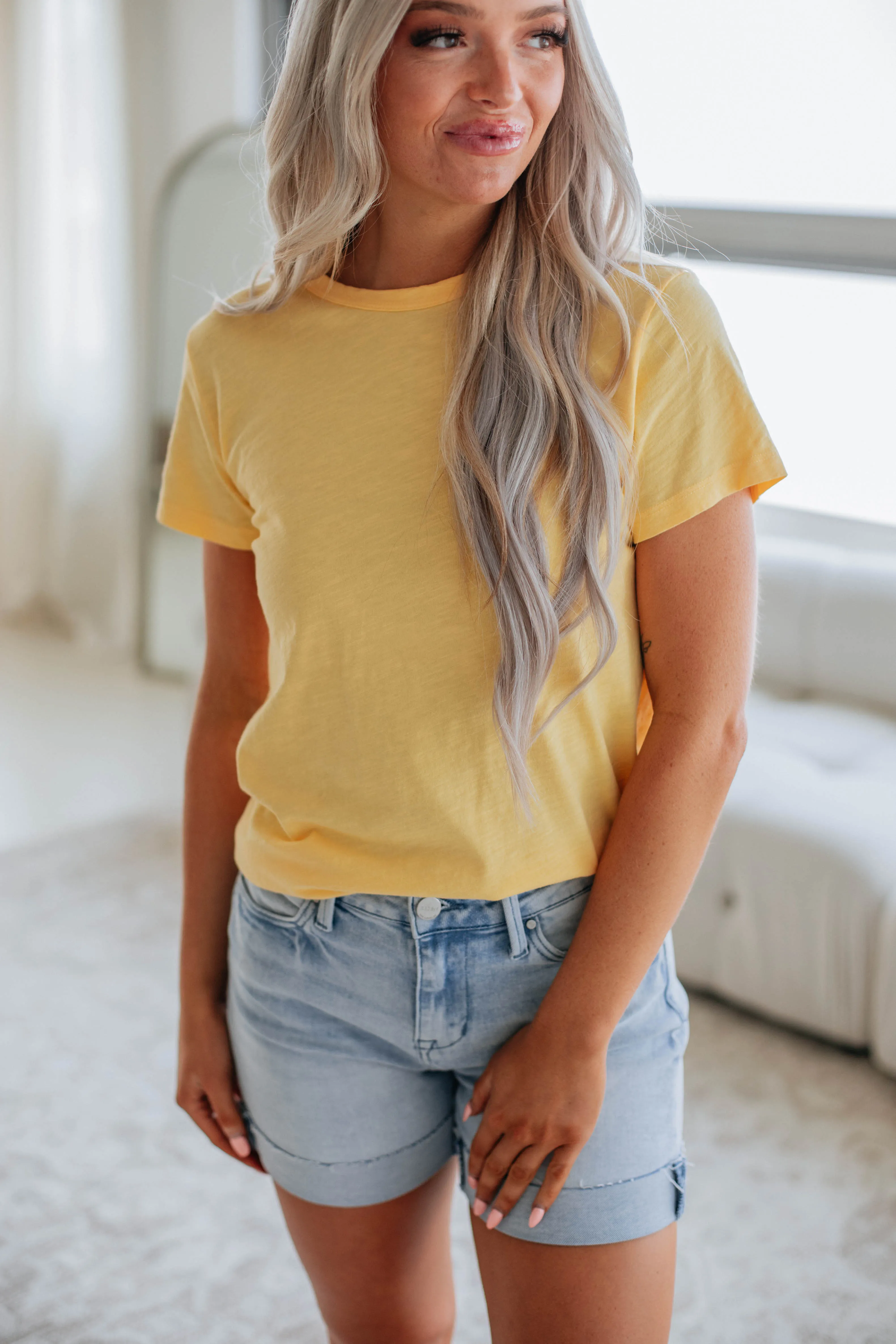 Carolina Basic Tee - Lemon sold by Wild Oak Boutique product image thumbnail 2