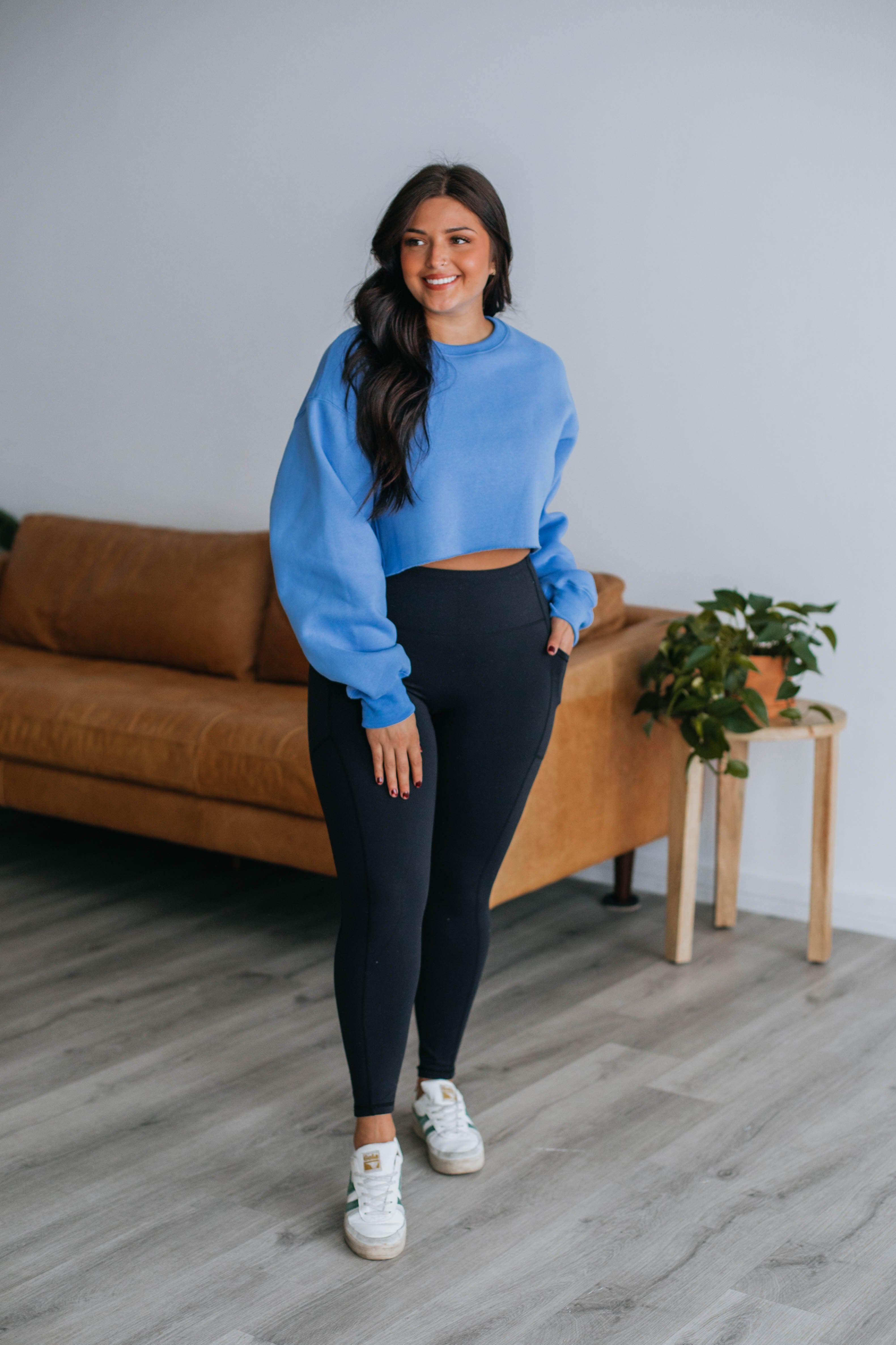 Tara Cropped Sweatshirt - Cornflower Blue sold by Wild Oak Boutique product image thumbnail 5