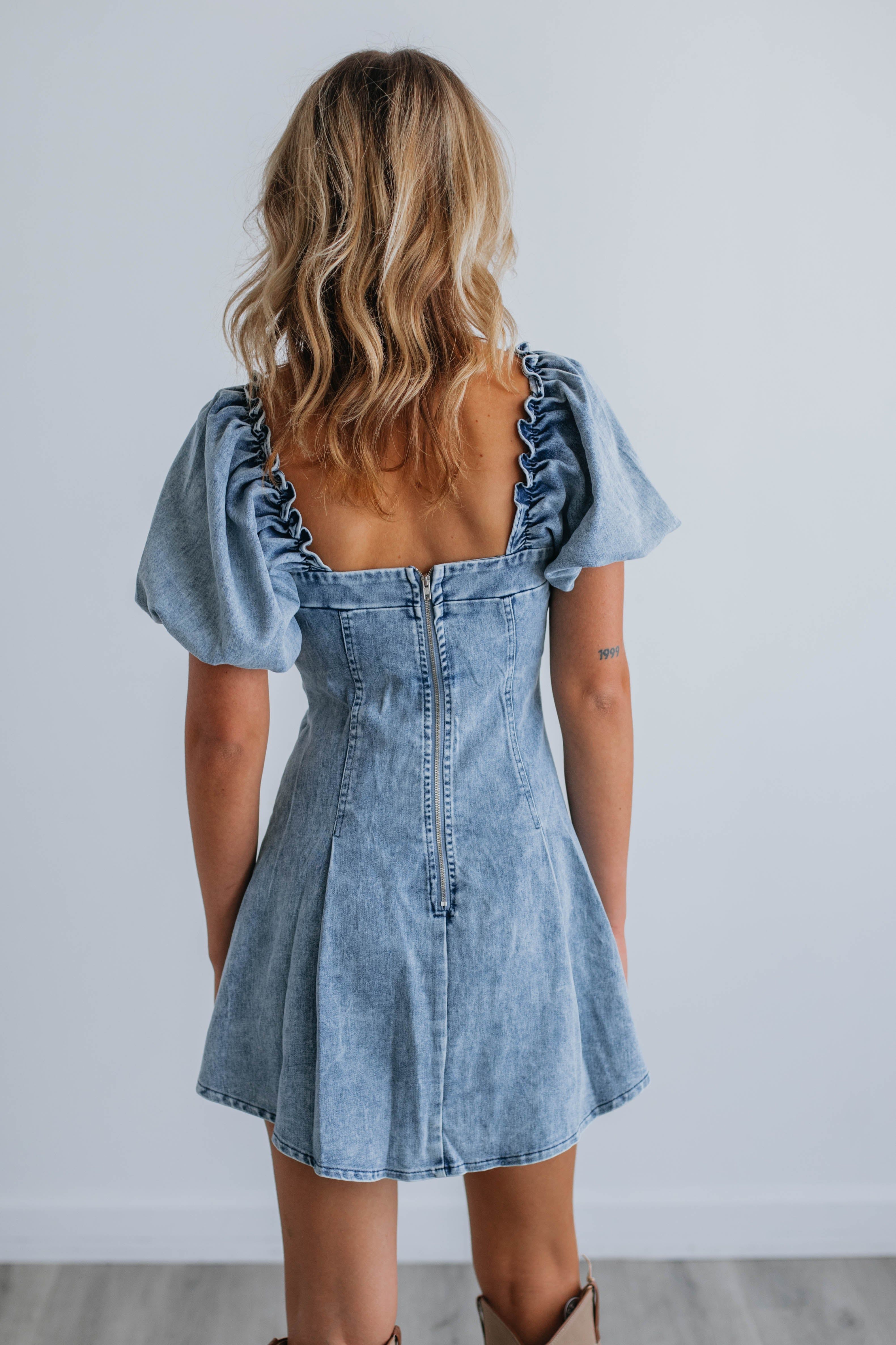 Adalia Denim Mini Dress sold by Wild Oak Boutique product image thumbnail 4