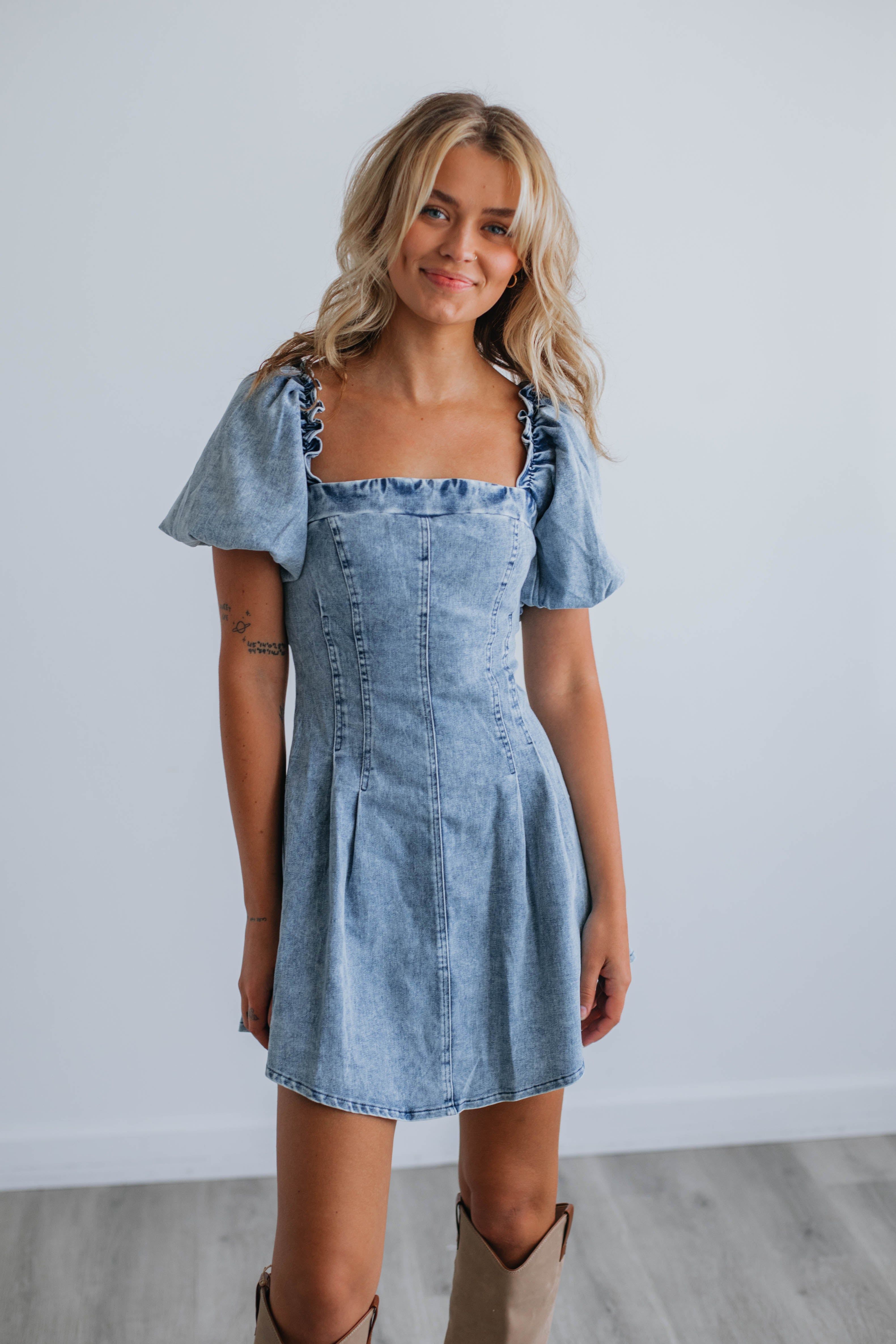 Adalia Denim Mini Dress sold by Wild Oak Boutique product image thumbnail 5