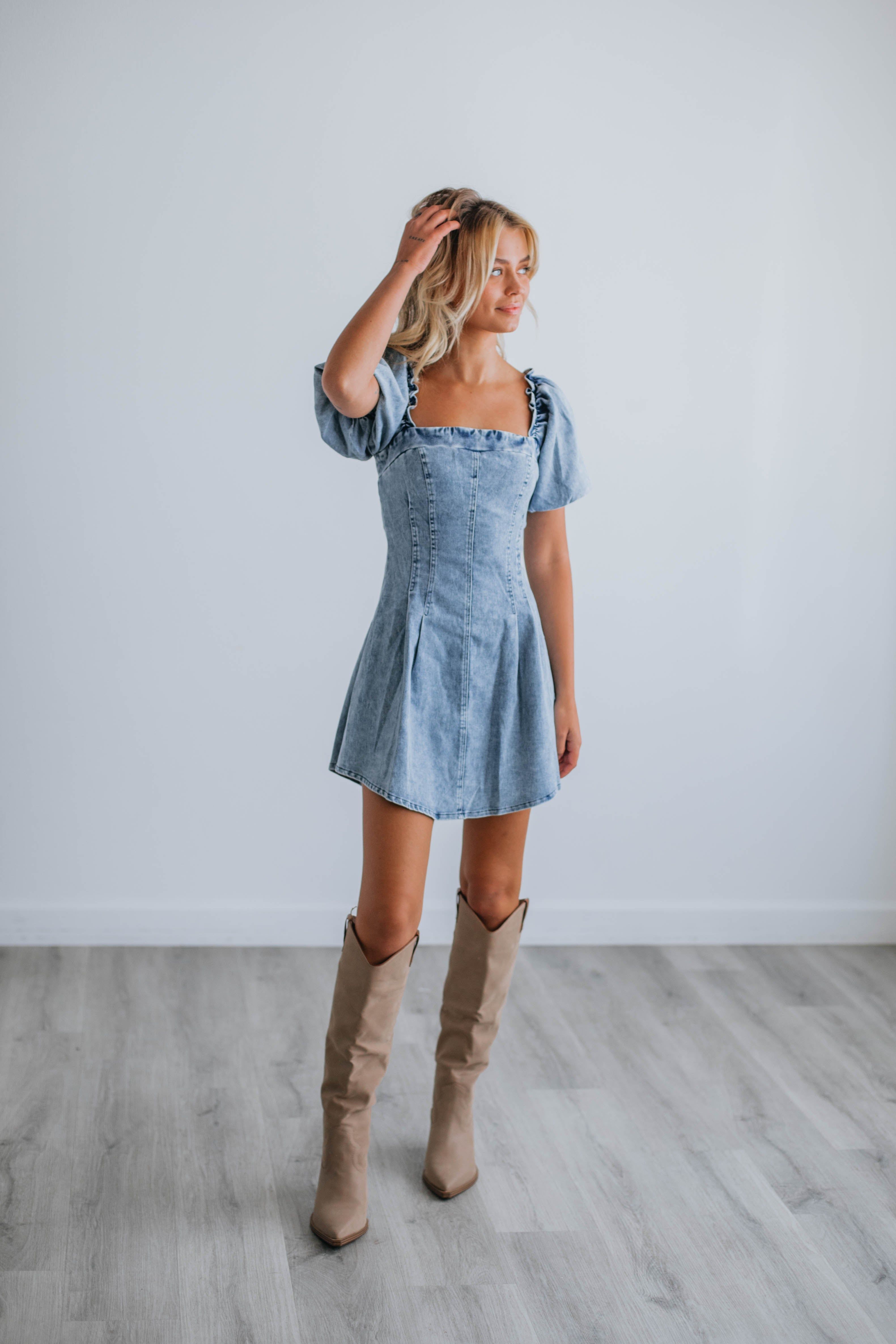 Adalia Denim Mini Dress sold by Wild Oak Boutique product image thumbnail 2