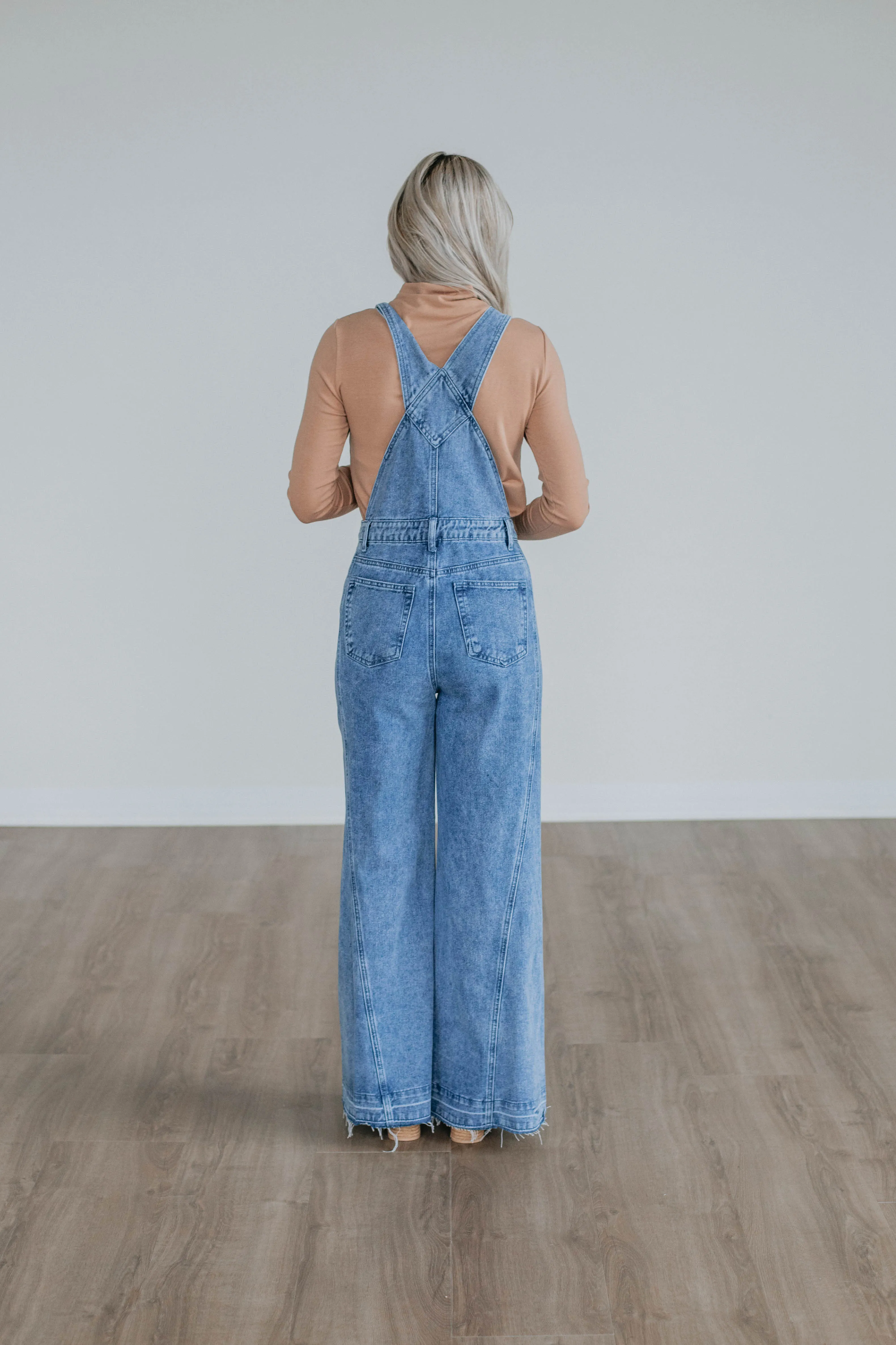 Astrid Denim Flare Overalls sold by Wild Oak Boutique product image thumbnail 3