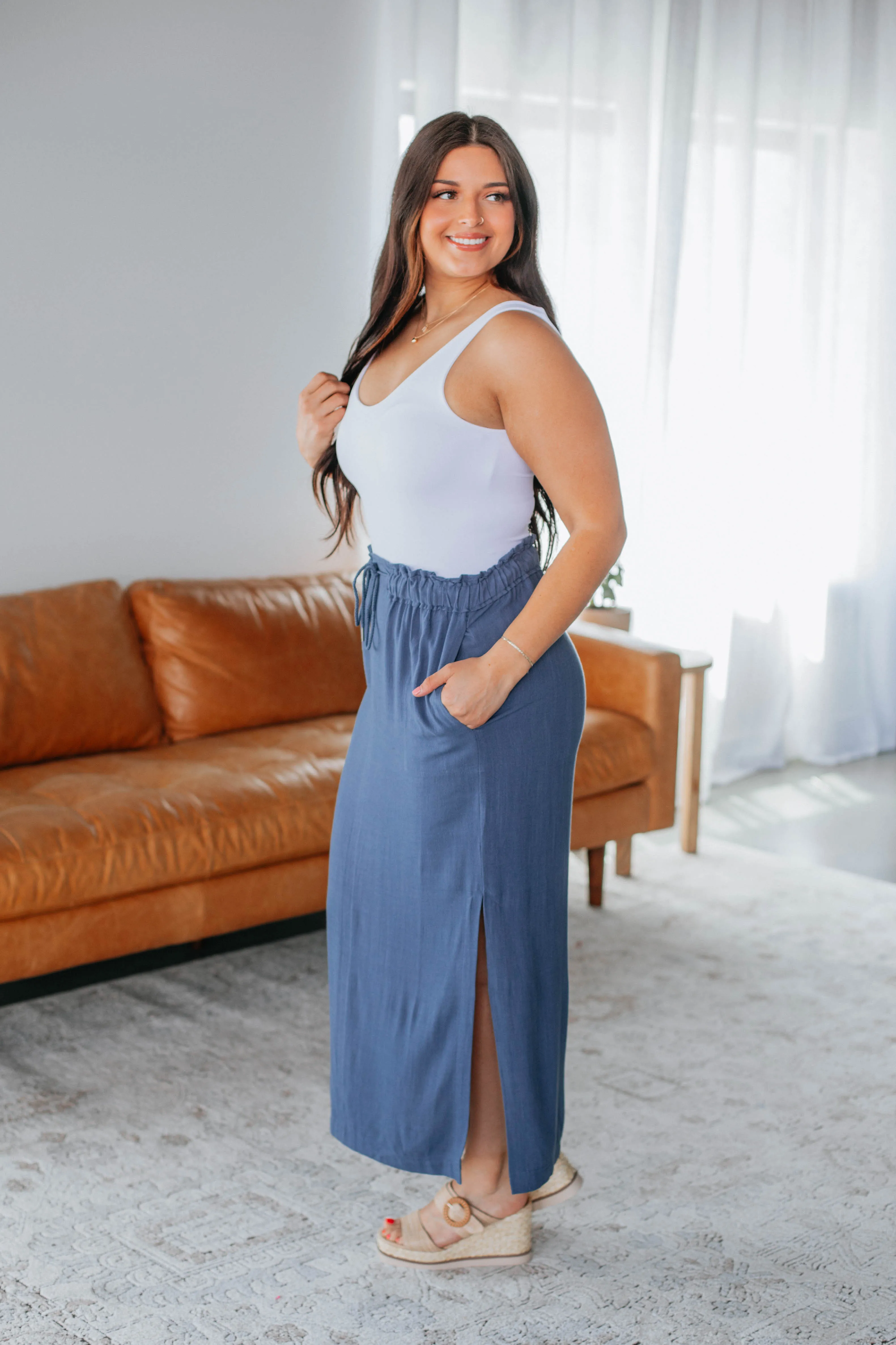 Emeline Midi Skirt - Steel Blue sold by Wild Oak Boutique product image thumbnail 5