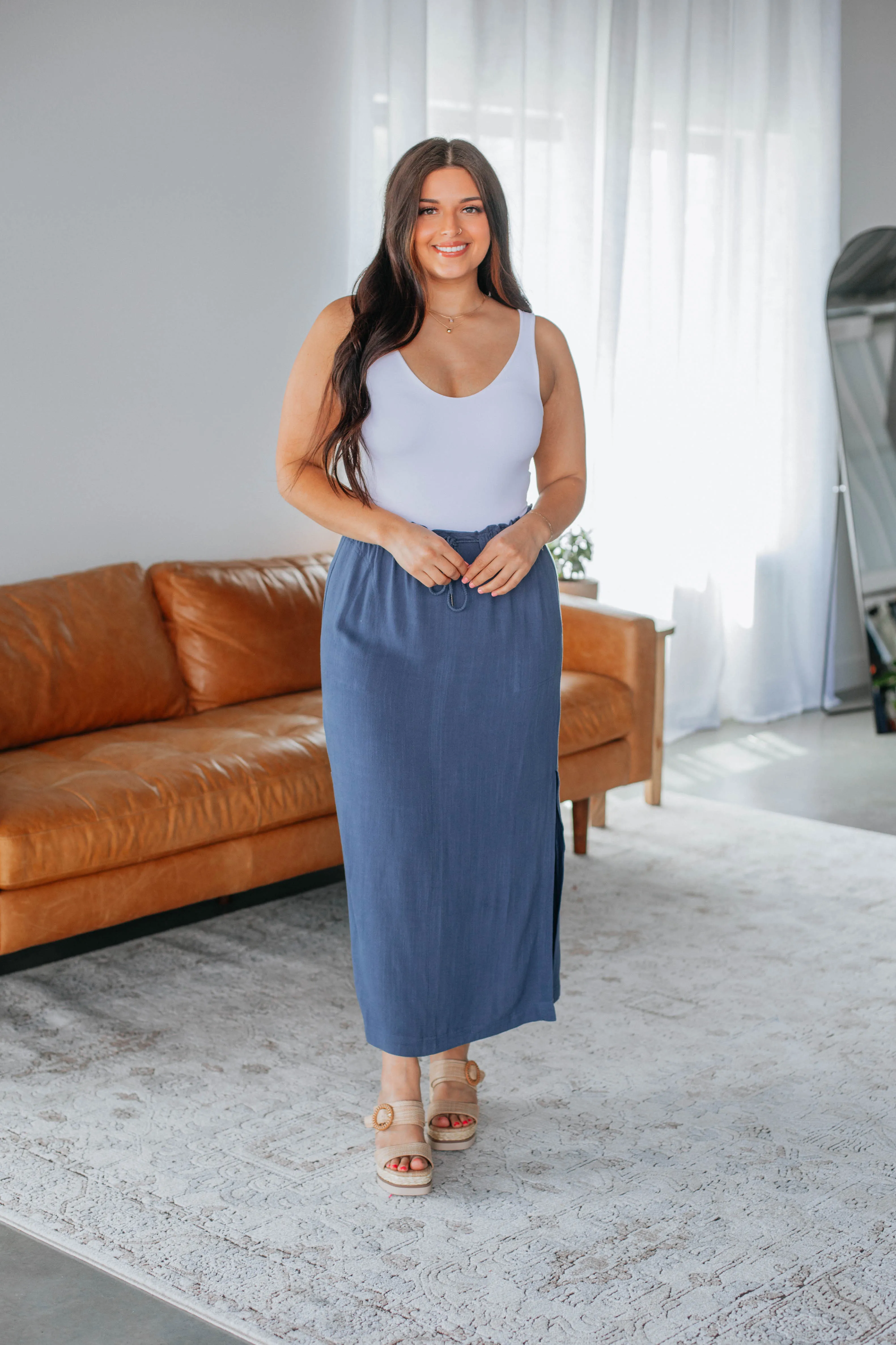 Emeline Midi Skirt - Steel Blue sold by Wild Oak Boutique product image thumbnail 4