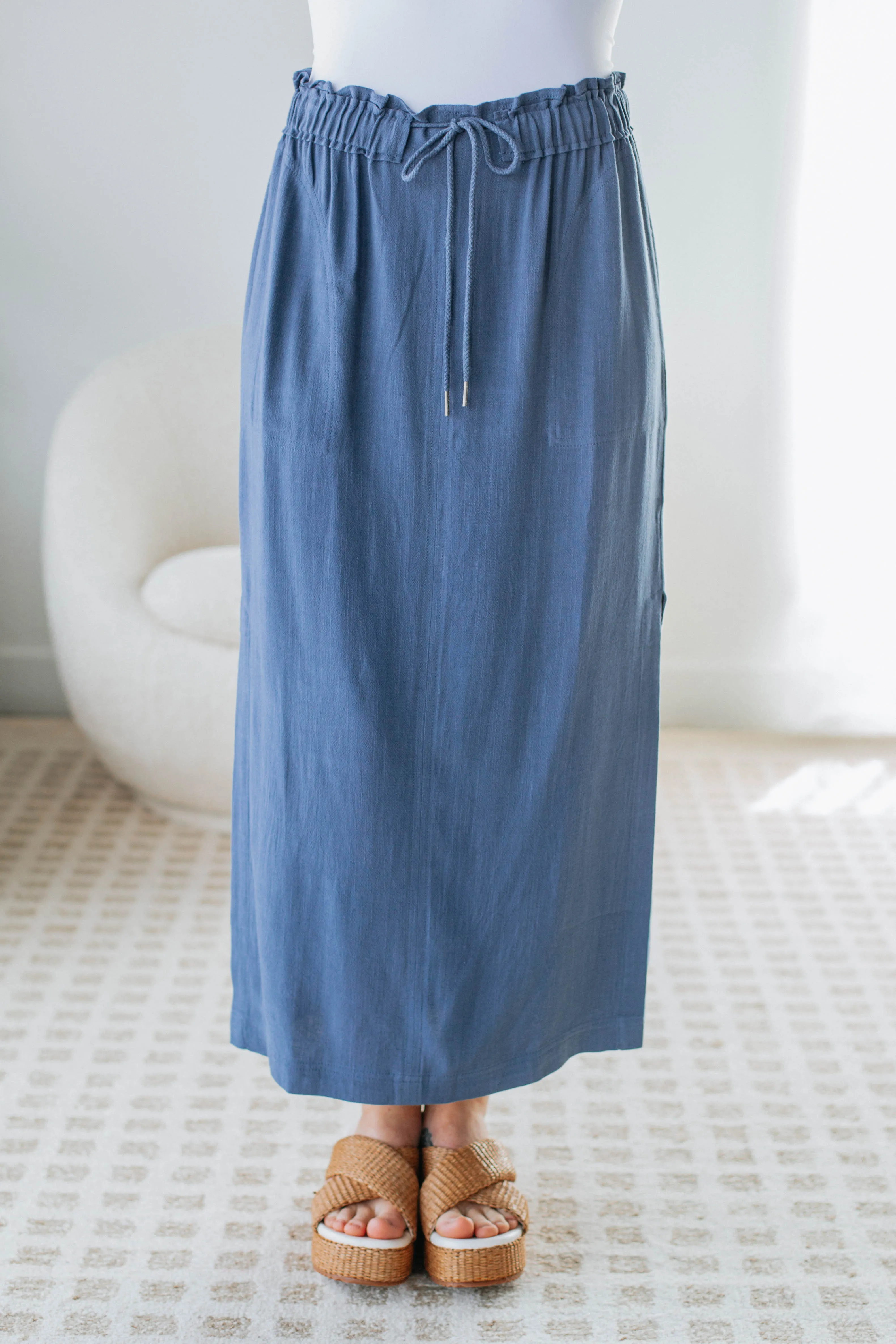 Emeline Midi Skirt - Steel Blue sold by Wild Oak Boutique product image thumbnail 2