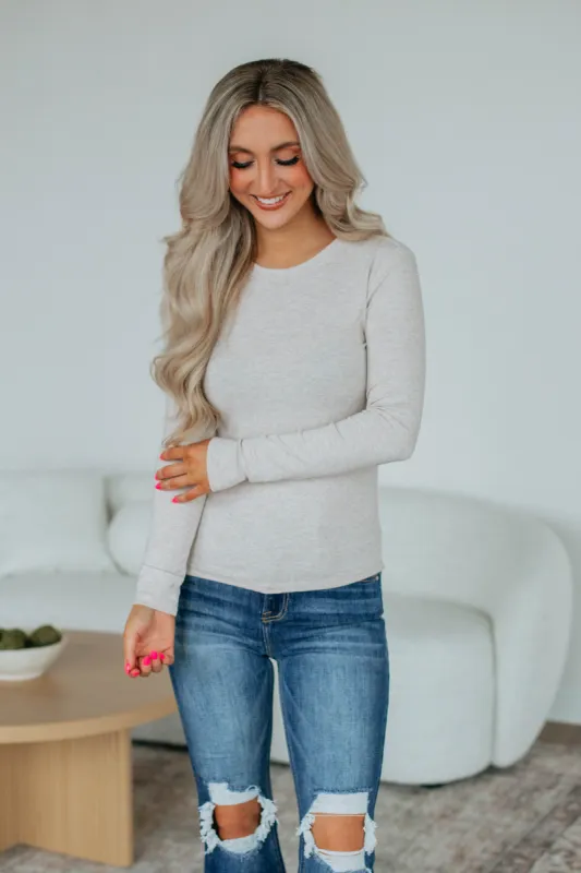 Penny Long Sleeve Top - Oatmeal sold by Wild Oak Boutique