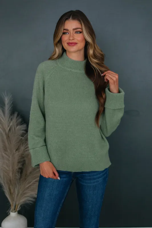 Samson Mock Neck Sweater - Sage sold by Wild Oak Boutique