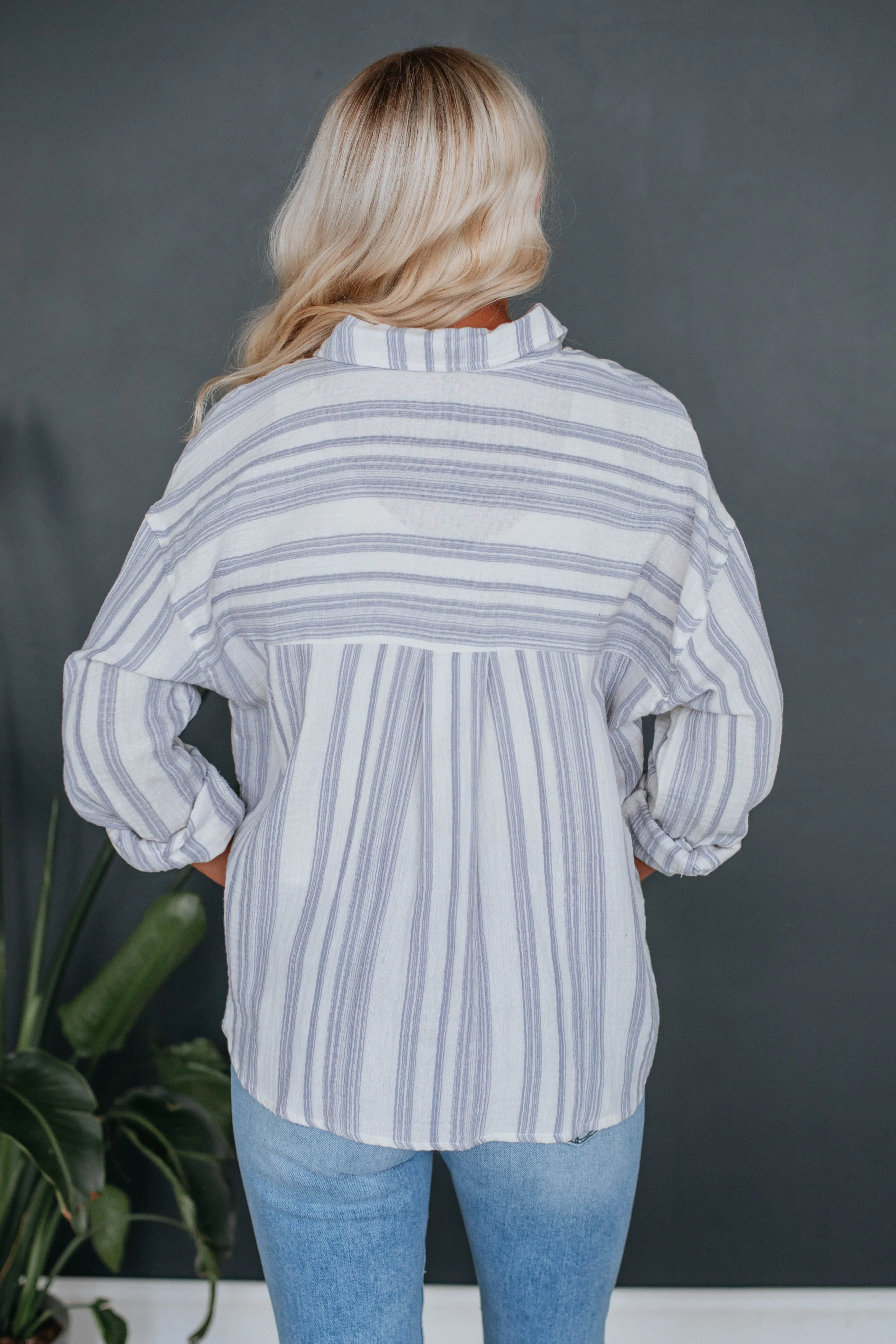 Annica Striped Button Down - Slate Blue sold by Wild Oak Boutique product image thumbnail 5