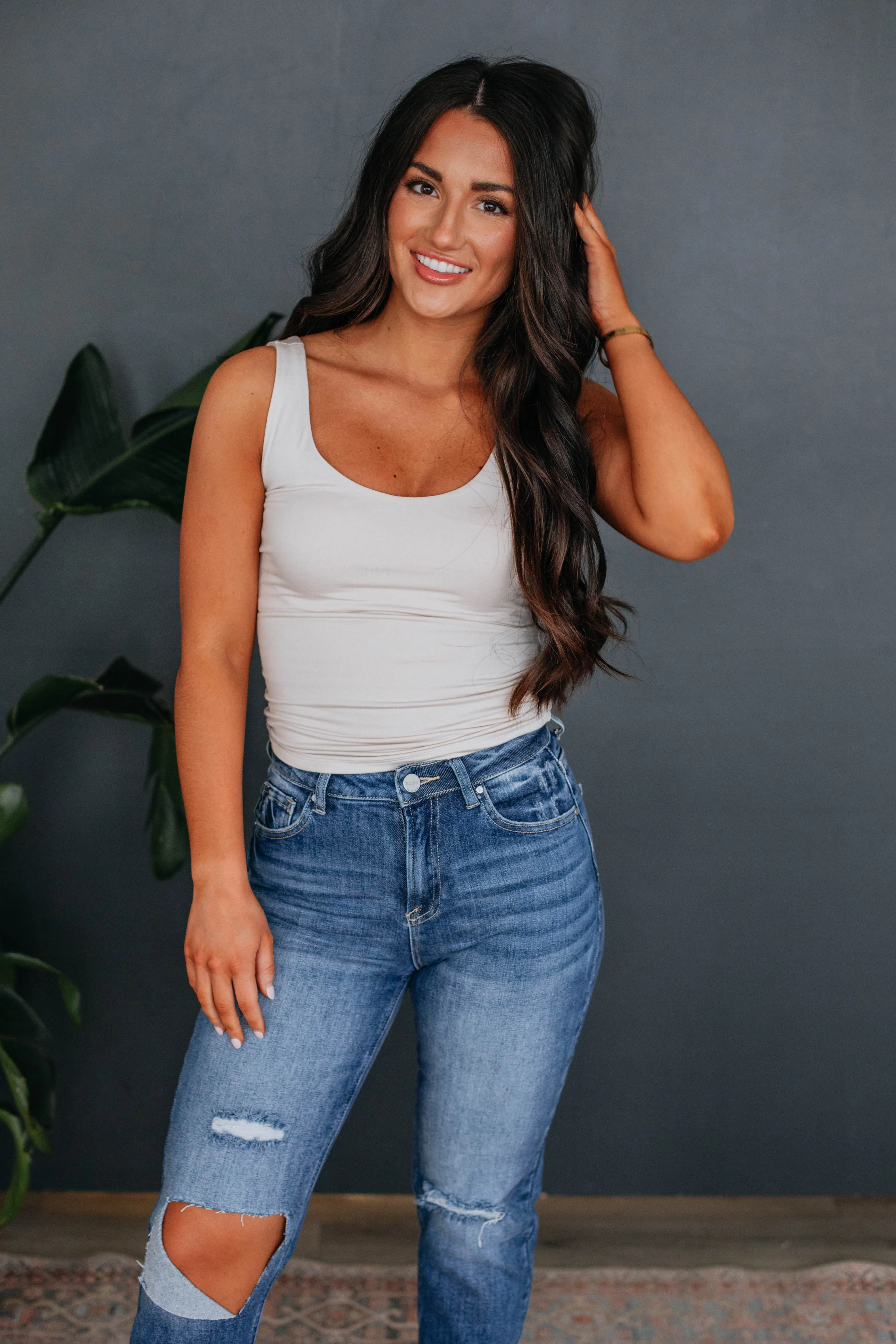 Delta Basic Tank - Ecru sold by Wild Oak Boutique