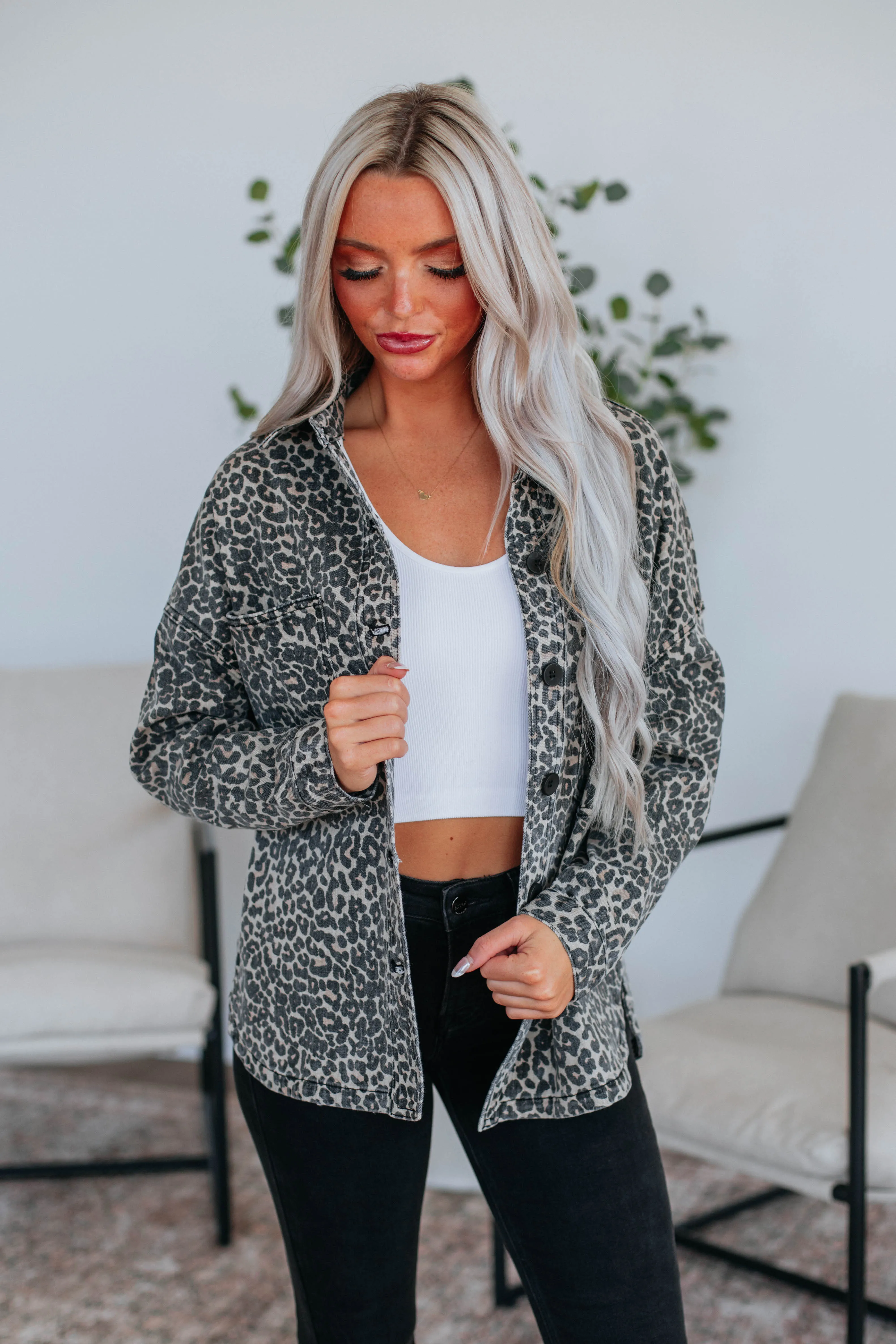 Spotted Downtown Shacket sold by Wild Oak Boutique product image thumbnail 4