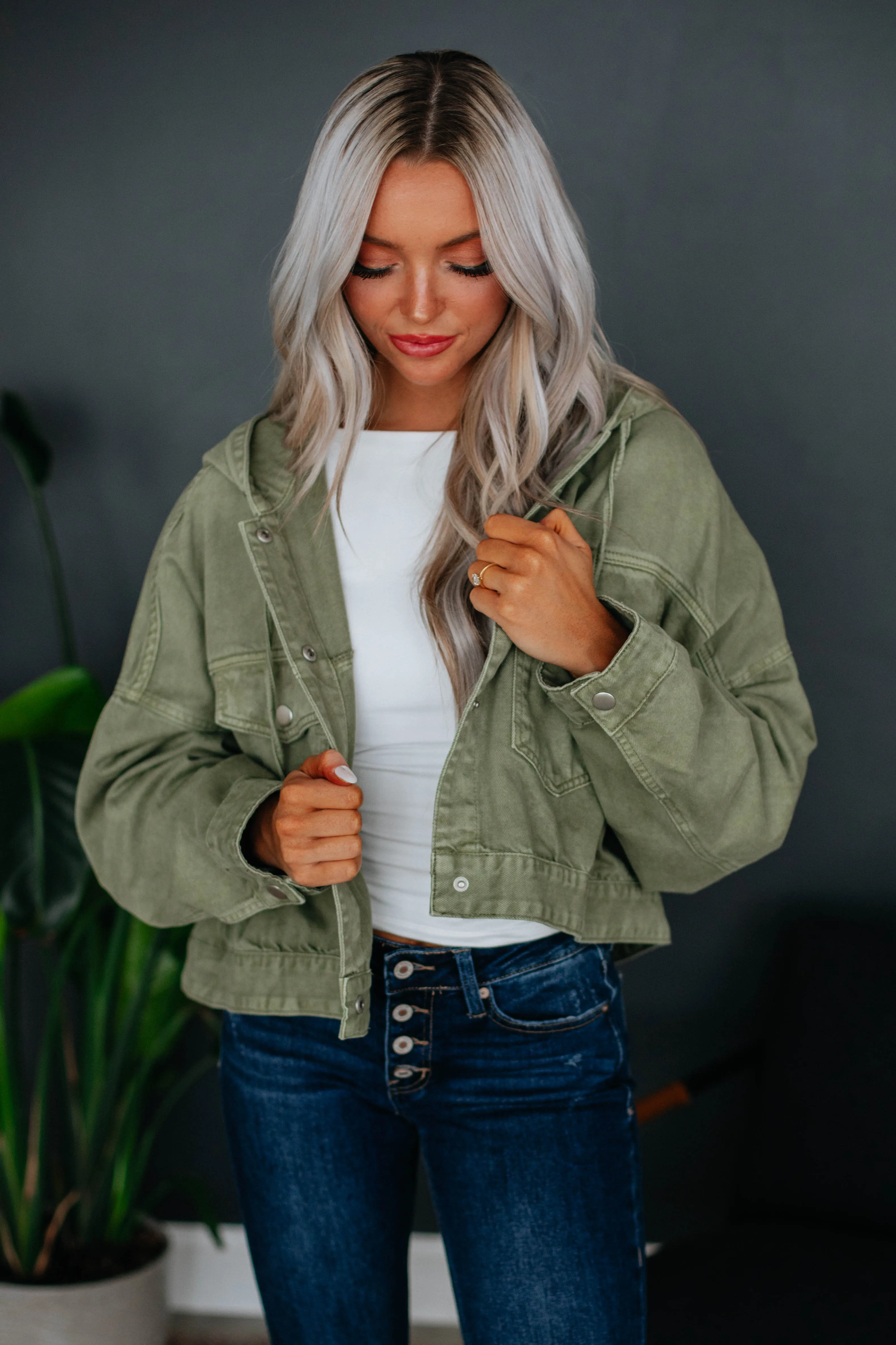 Augie Cropped Jacket - Olive sold by Wild Oak Boutique