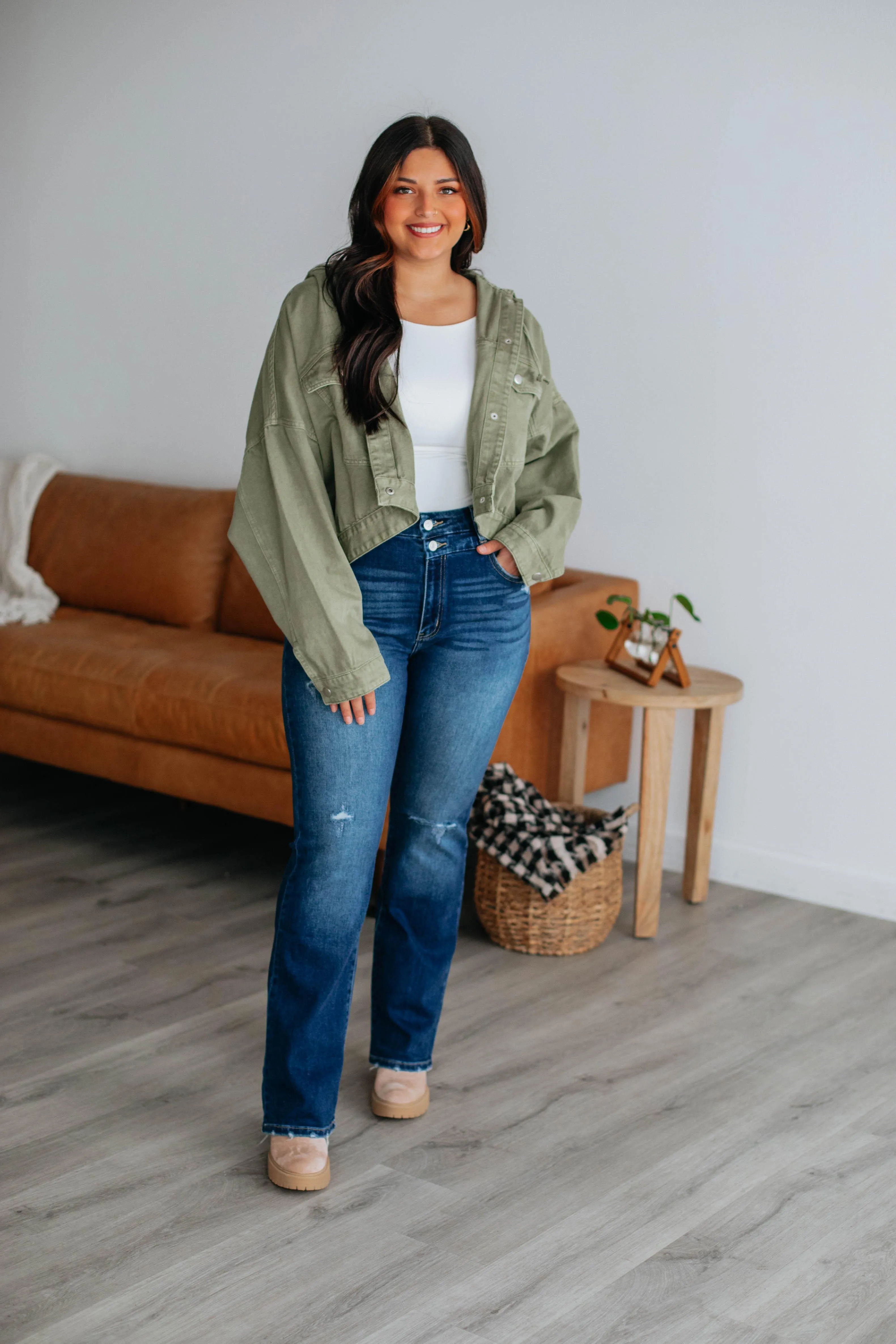 Augie Cropped Jacket - Olive sold by Wild Oak Boutique product image thumbnail 5