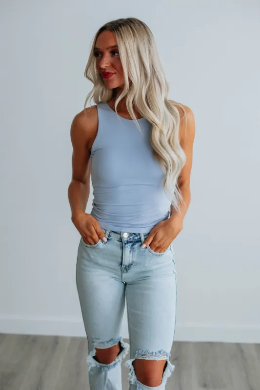 Demi Basic Tank - Powder Blue sold by Wild Oak Boutique