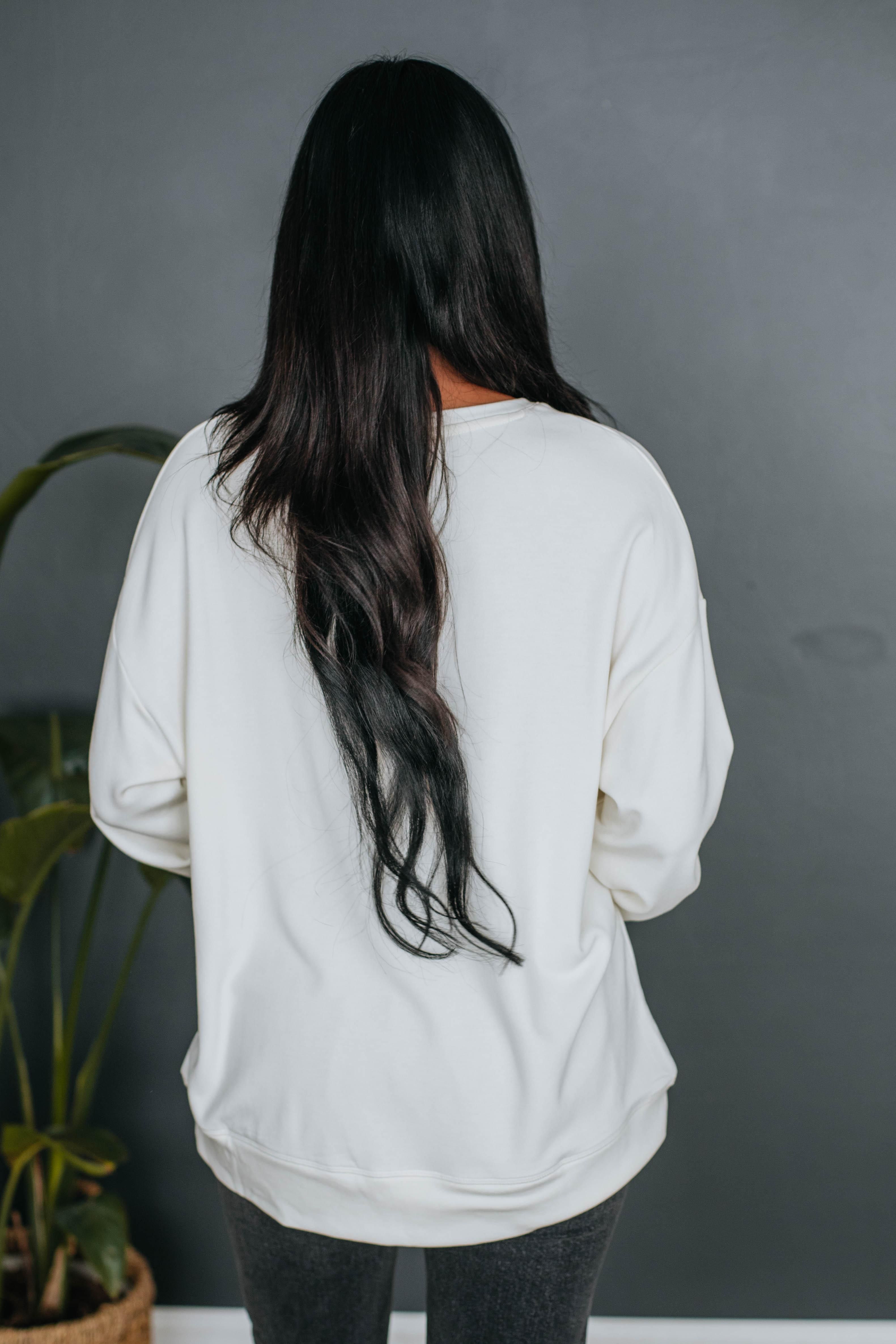 Eli Oversized Crewneck - Ivory sold by Wild Oak Boutique product image thumbnail 4