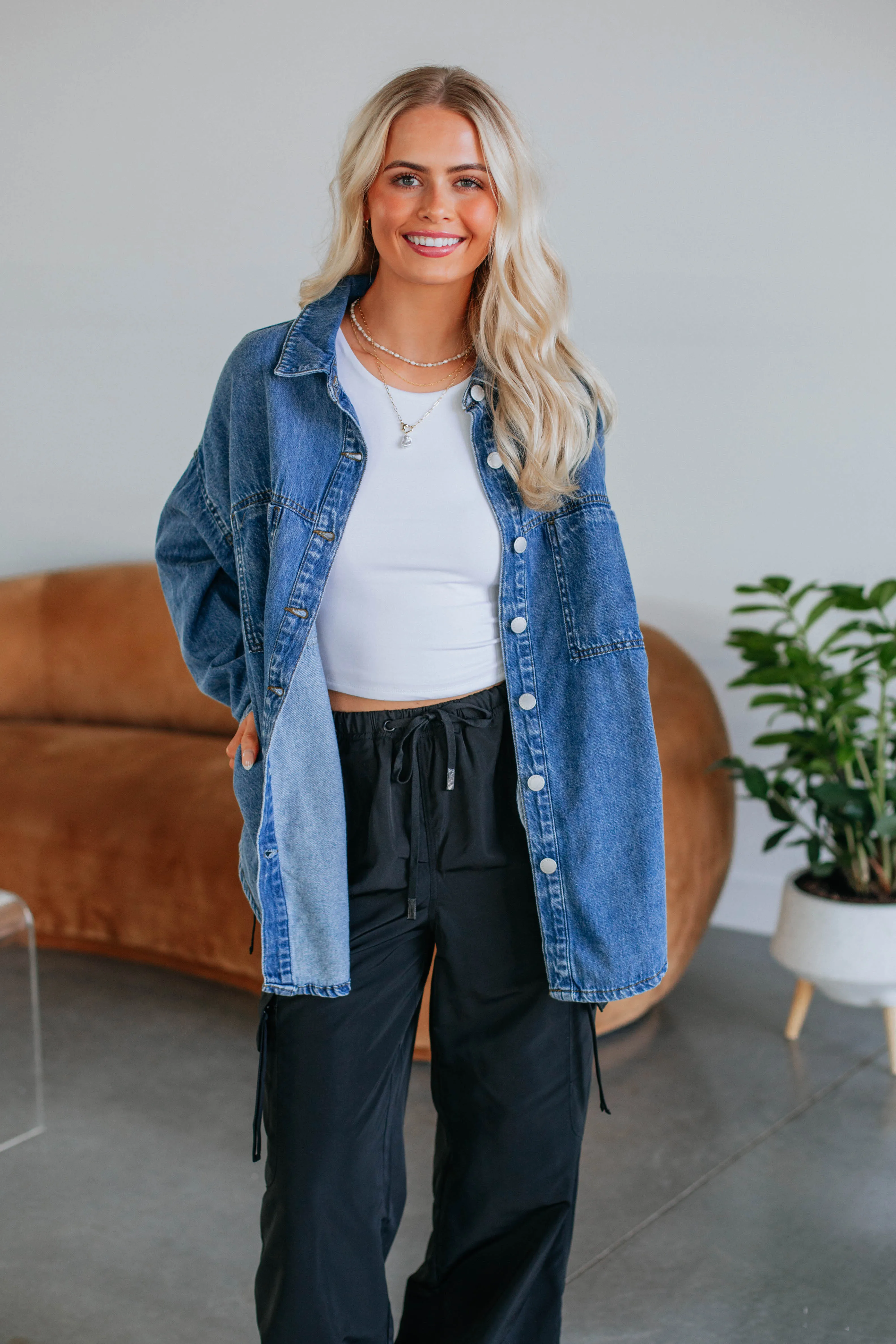 Grayson Risen Denim Shacket - Medium Wash sold by Wild Oak Boutique product image thumbnail 4