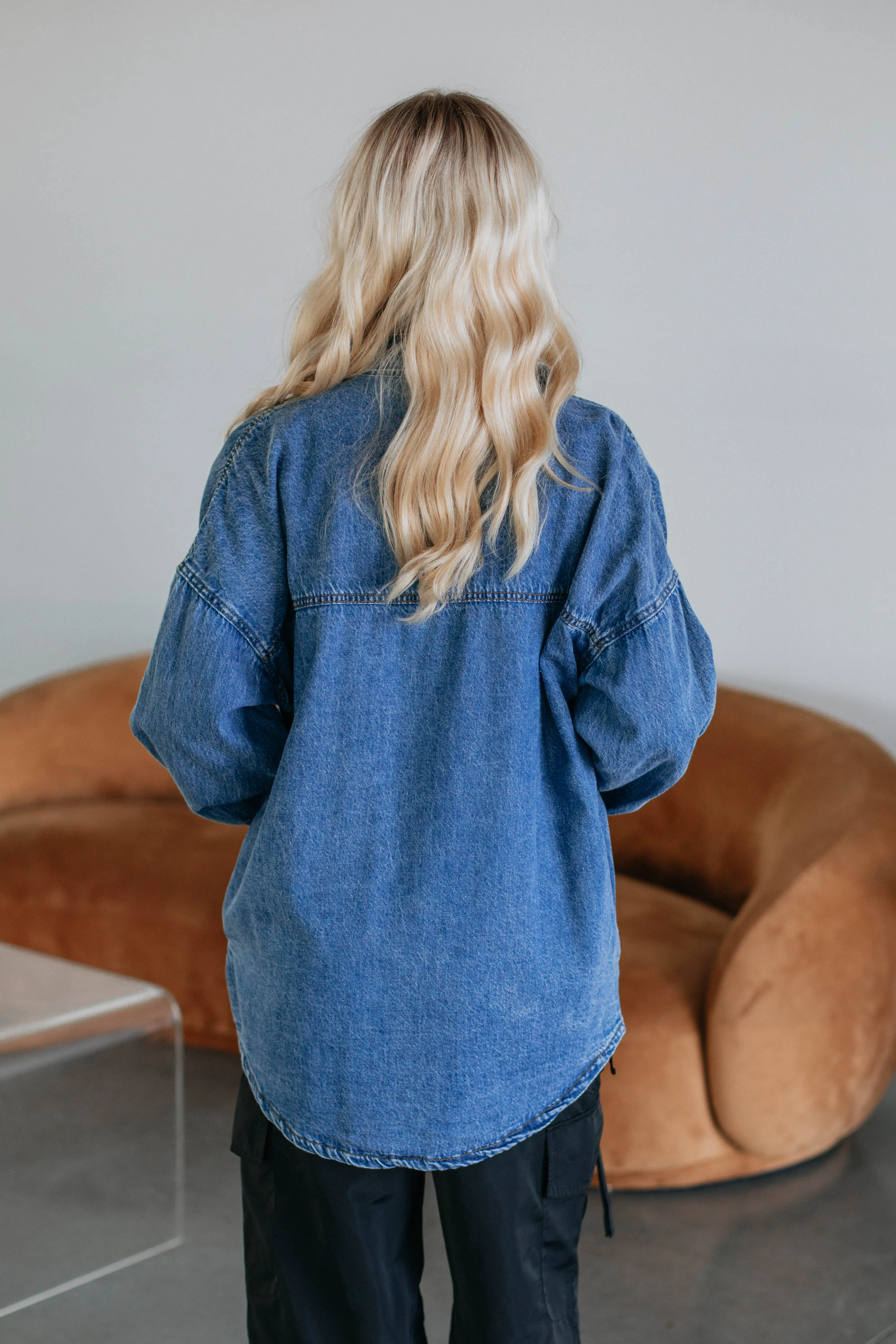 Grayson Risen Denim Shacket - Medium Wash sold by Wild Oak Boutique product image thumbnail 5