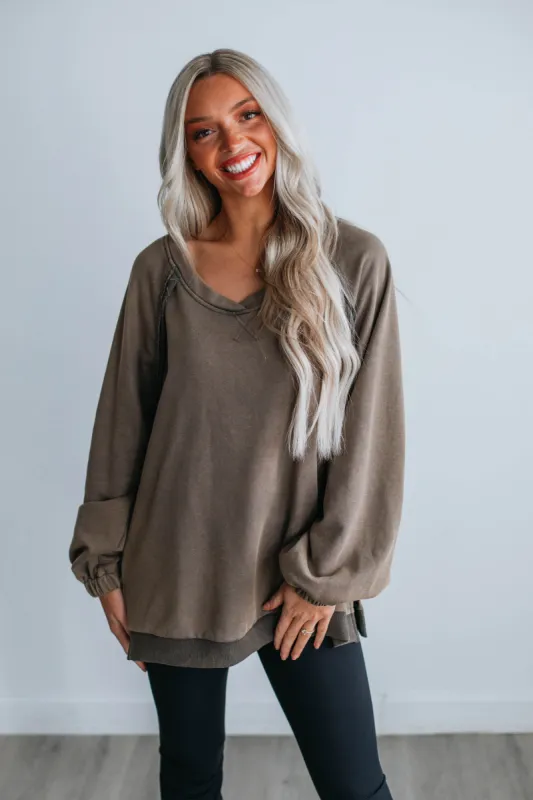 Nadine Oversized Sweatshirt - Moss sold by Wild Oak Boutique