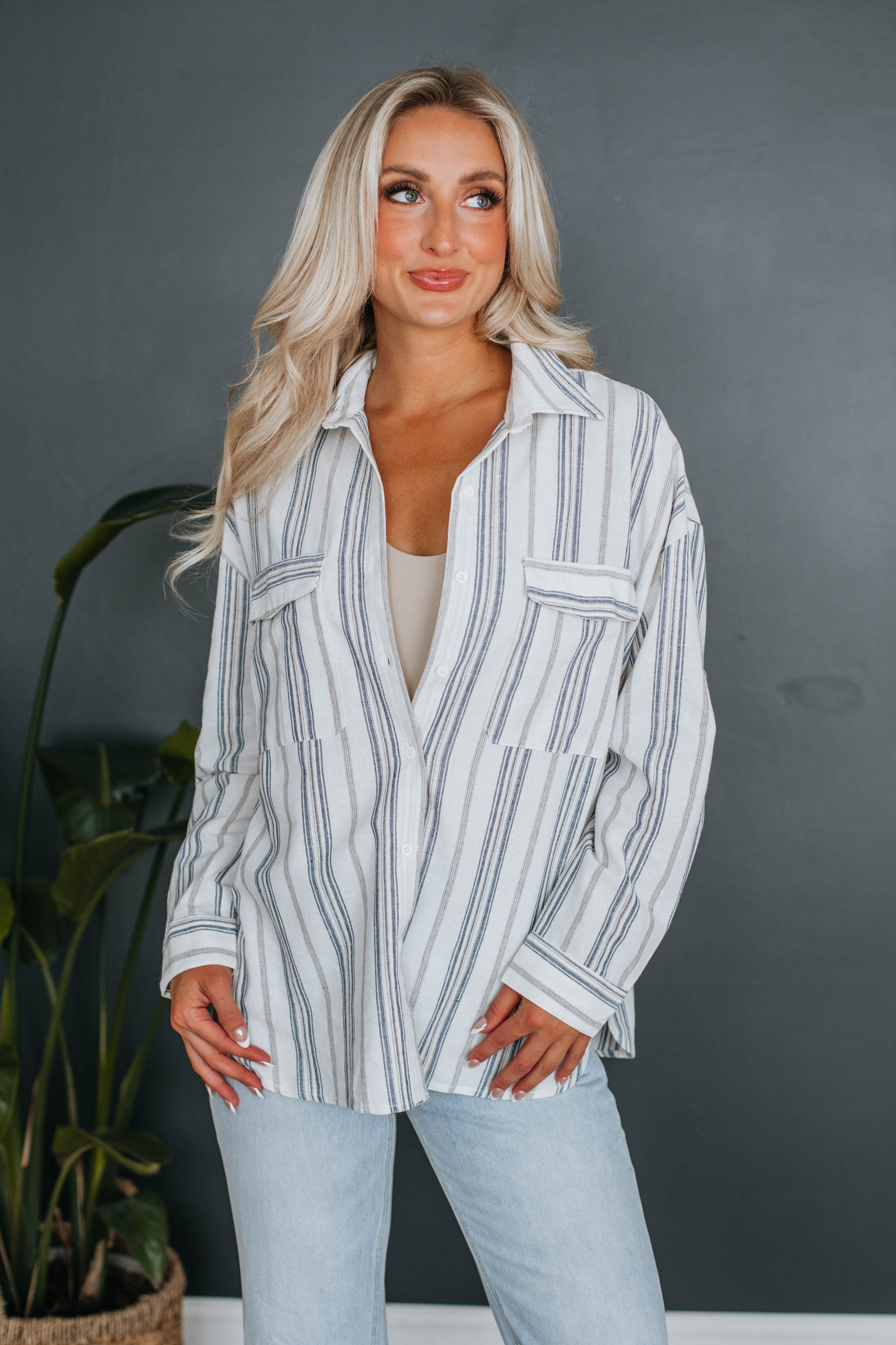 Tristen Striped Button Down sold by Wild Oak Boutique product image thumbnail 2
