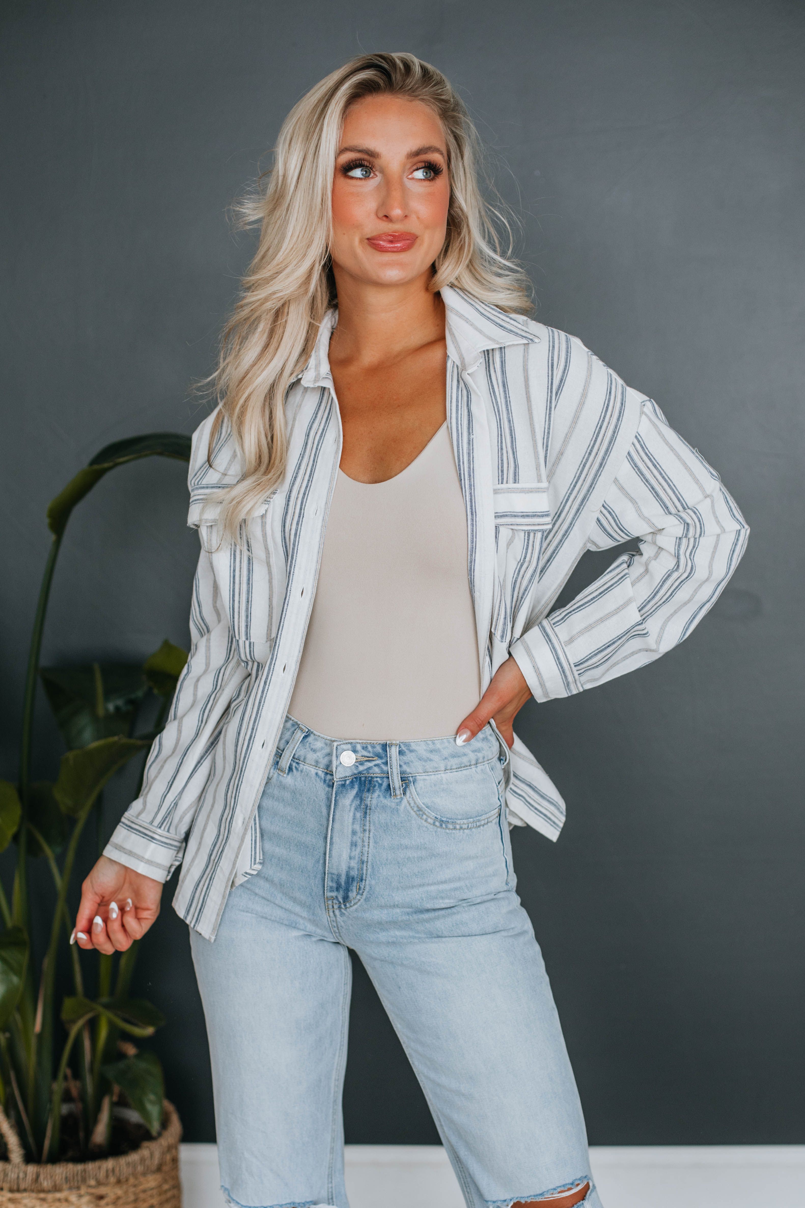 Tristen Striped Button Down sold by Wild Oak Boutique