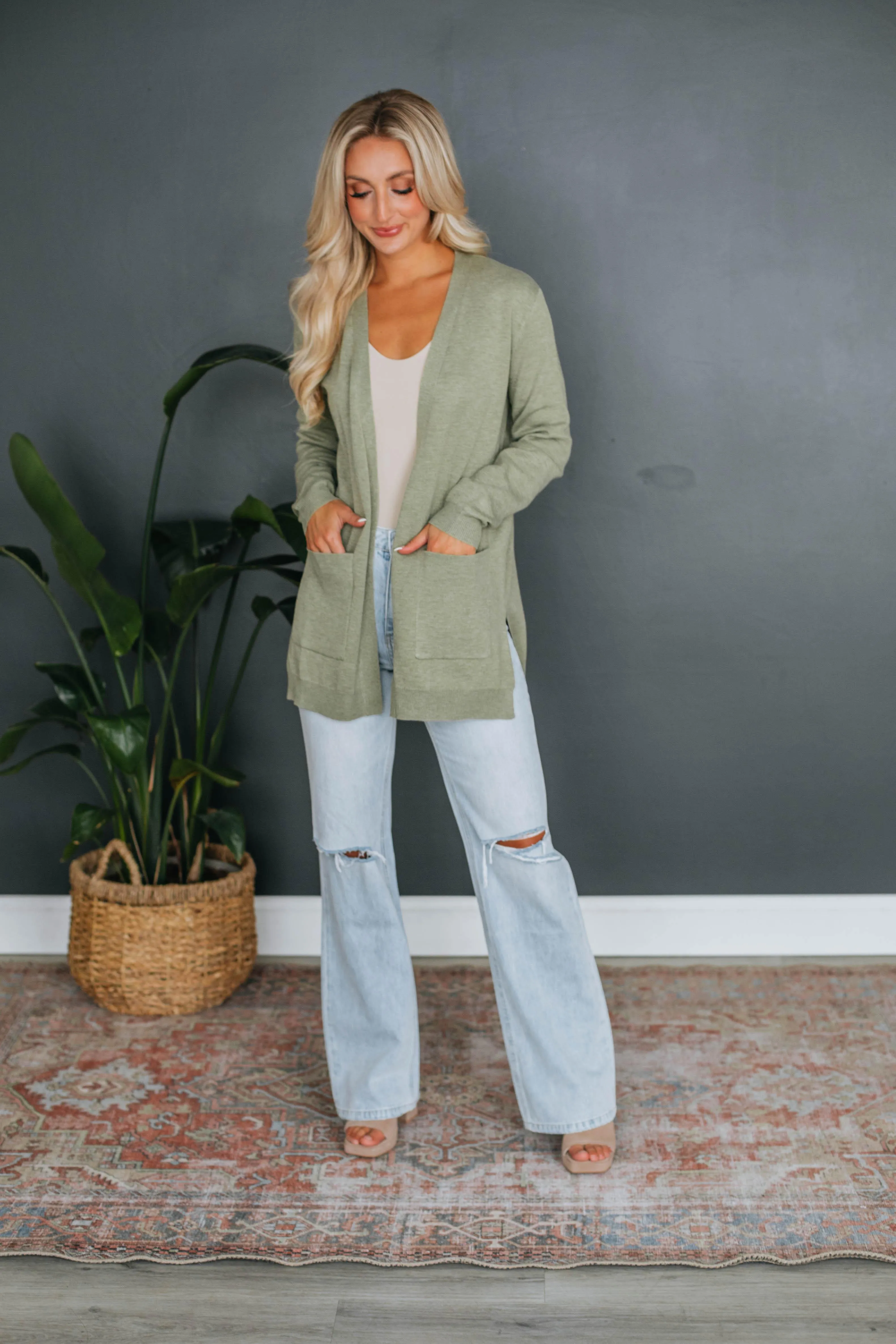 Marlo Cardigan - Light Olive sold by Wild Oak Boutique product image thumbnail 2