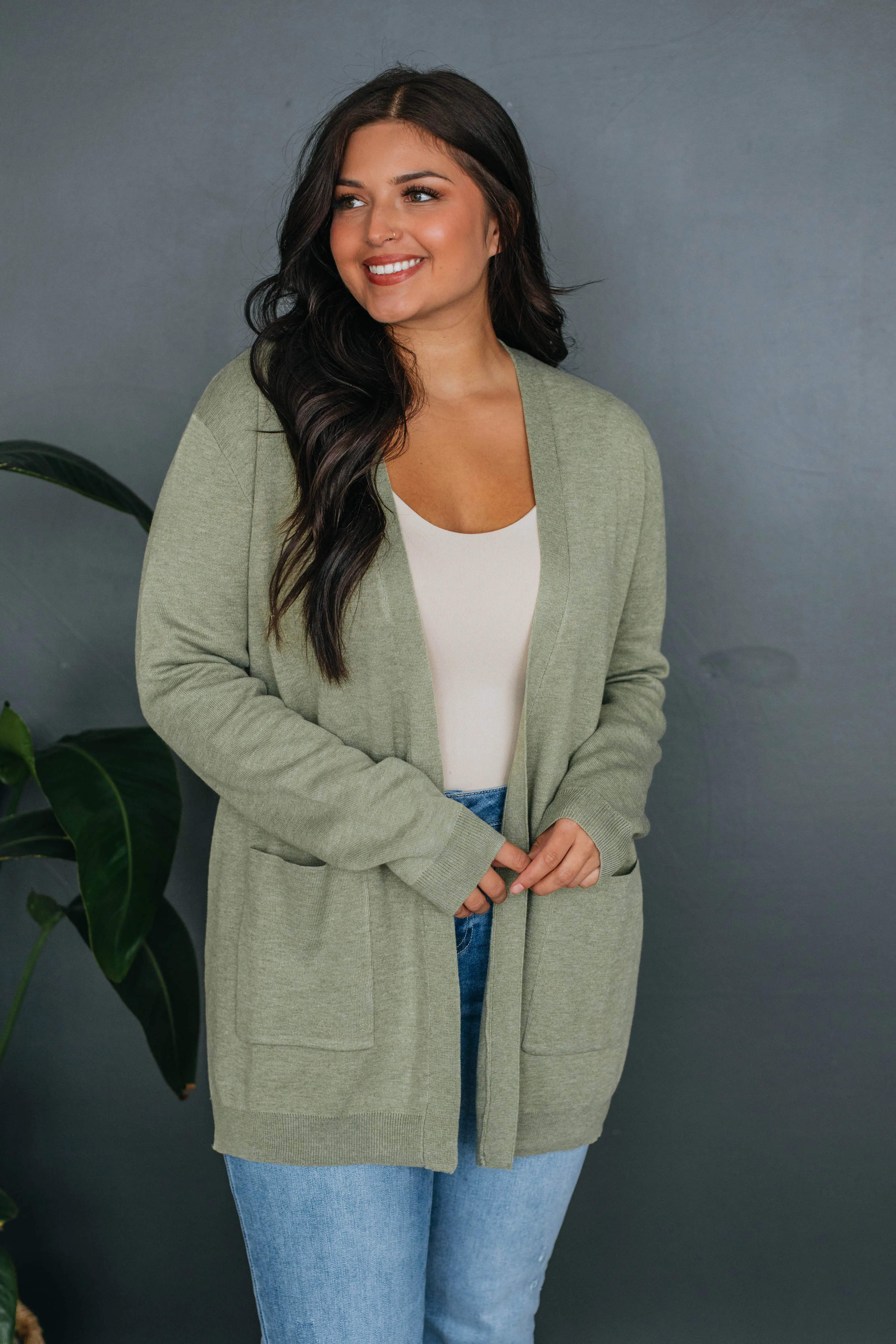 Marlo Cardigan - Light Olive sold by Wild Oak Boutique product image thumbnail 3