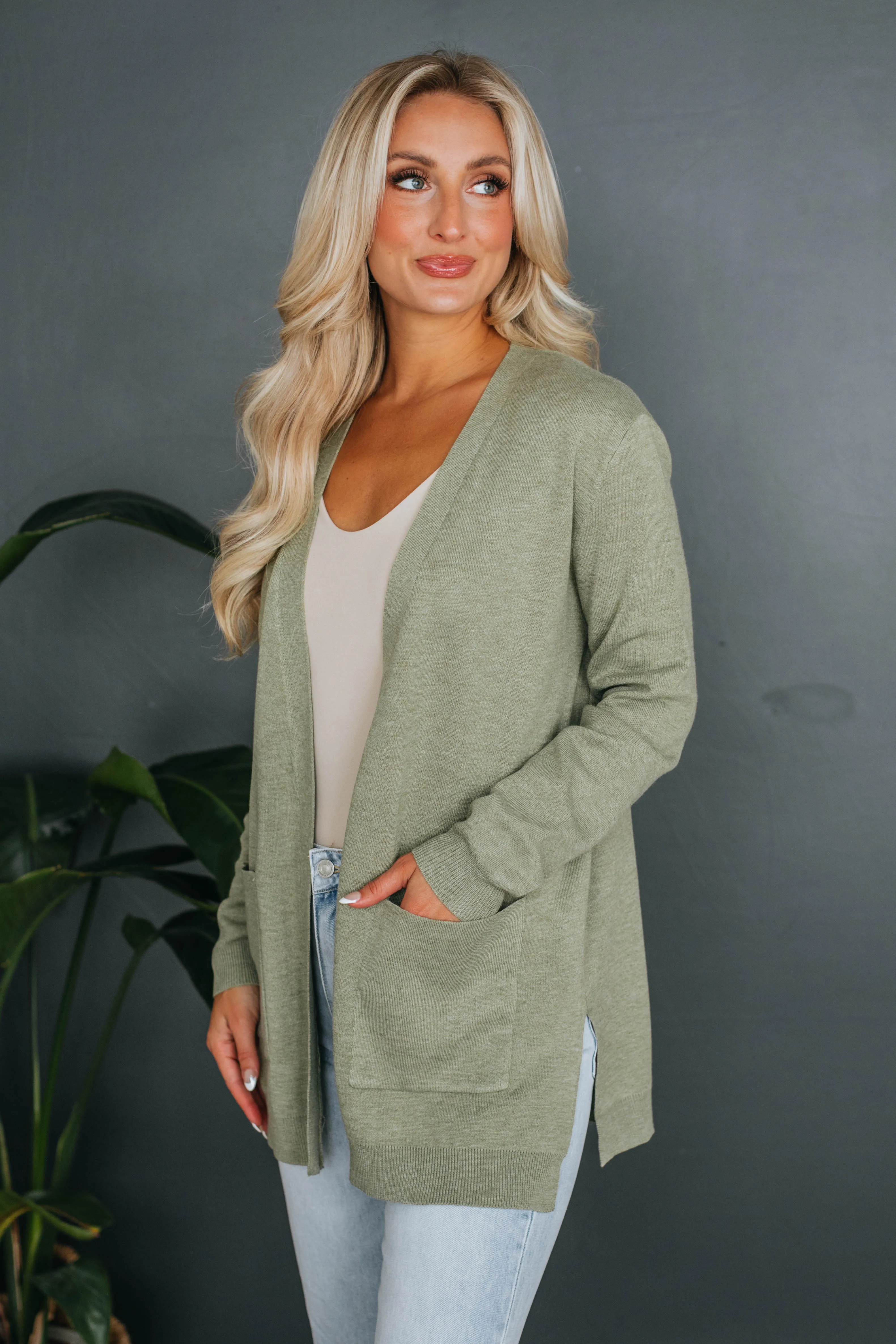Marlo Cardigan - Light Olive sold by Wild Oak Boutique product image thumbnail 4