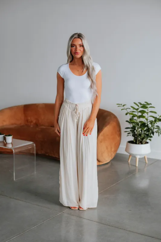 Tahlee Wide Leg Pants - Natural sold by Wild Oak Boutique